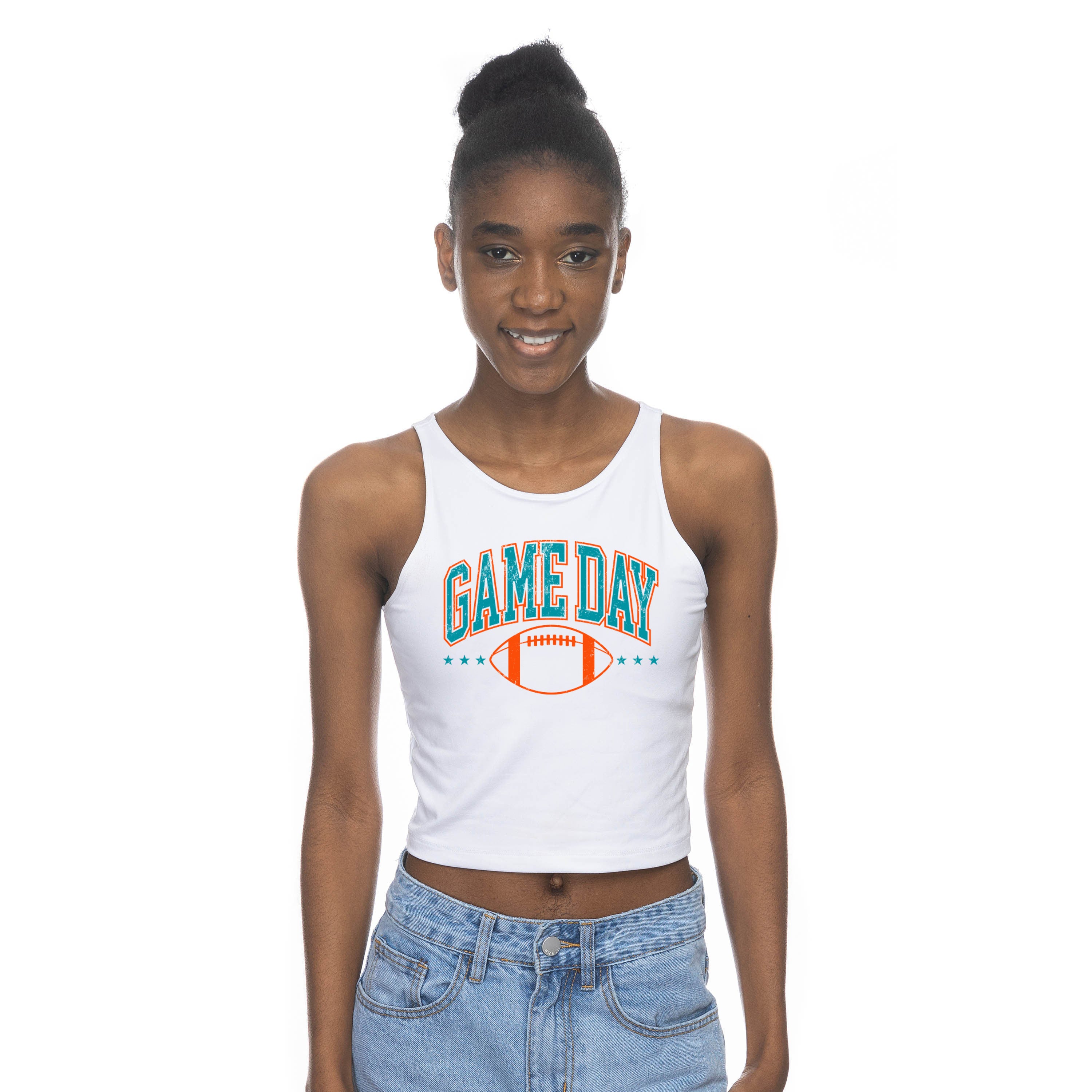 Miami Dolphins ZooZatz GameDay First Down Crop Top - White