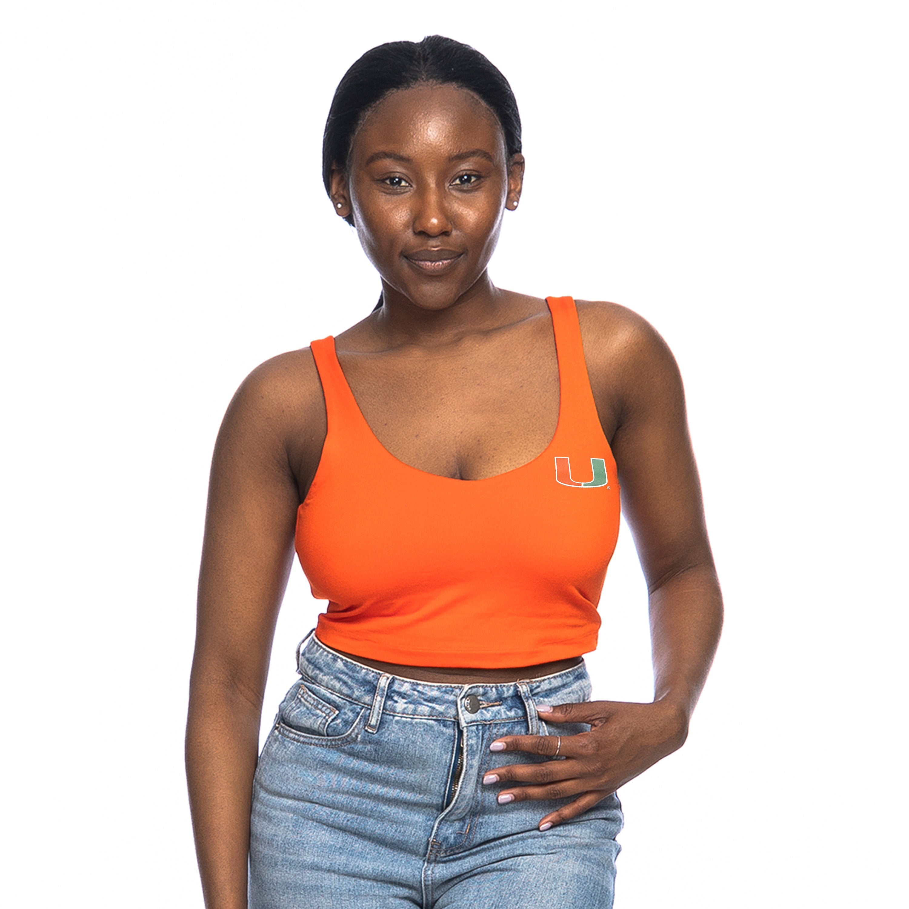 Miami Hurricanes ZooZatz V-Neck Scoop Crop Tank Top - Orange