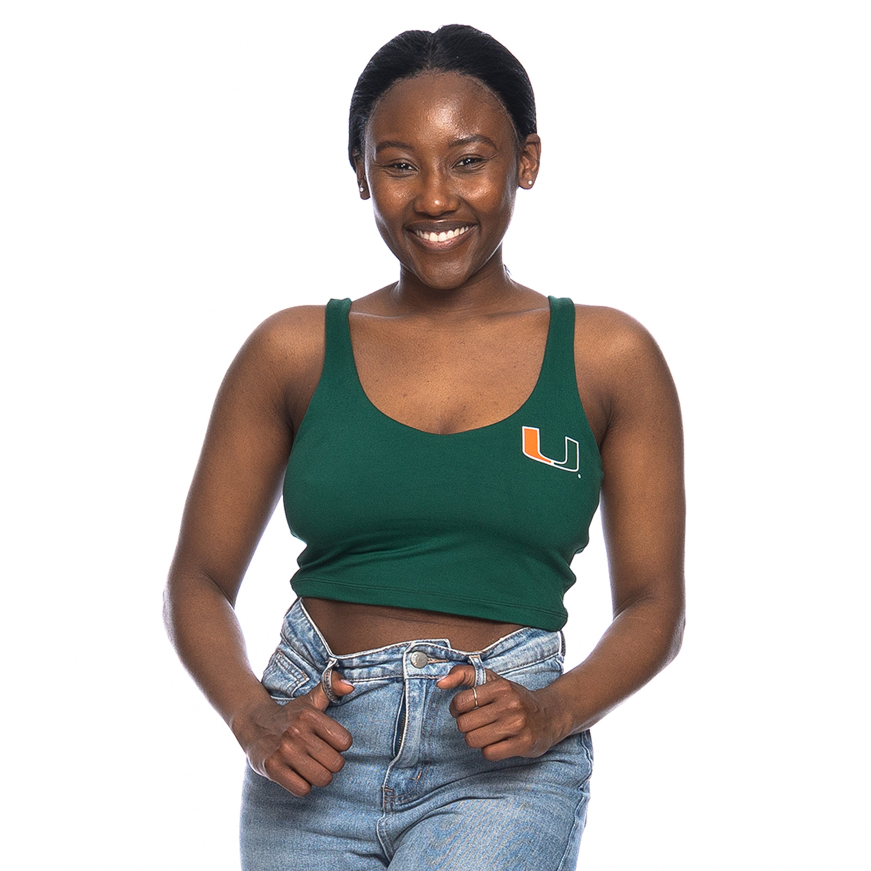 Miami Hurricanes ZooZatz V-Neck Scoop Crop Tank Top - Green