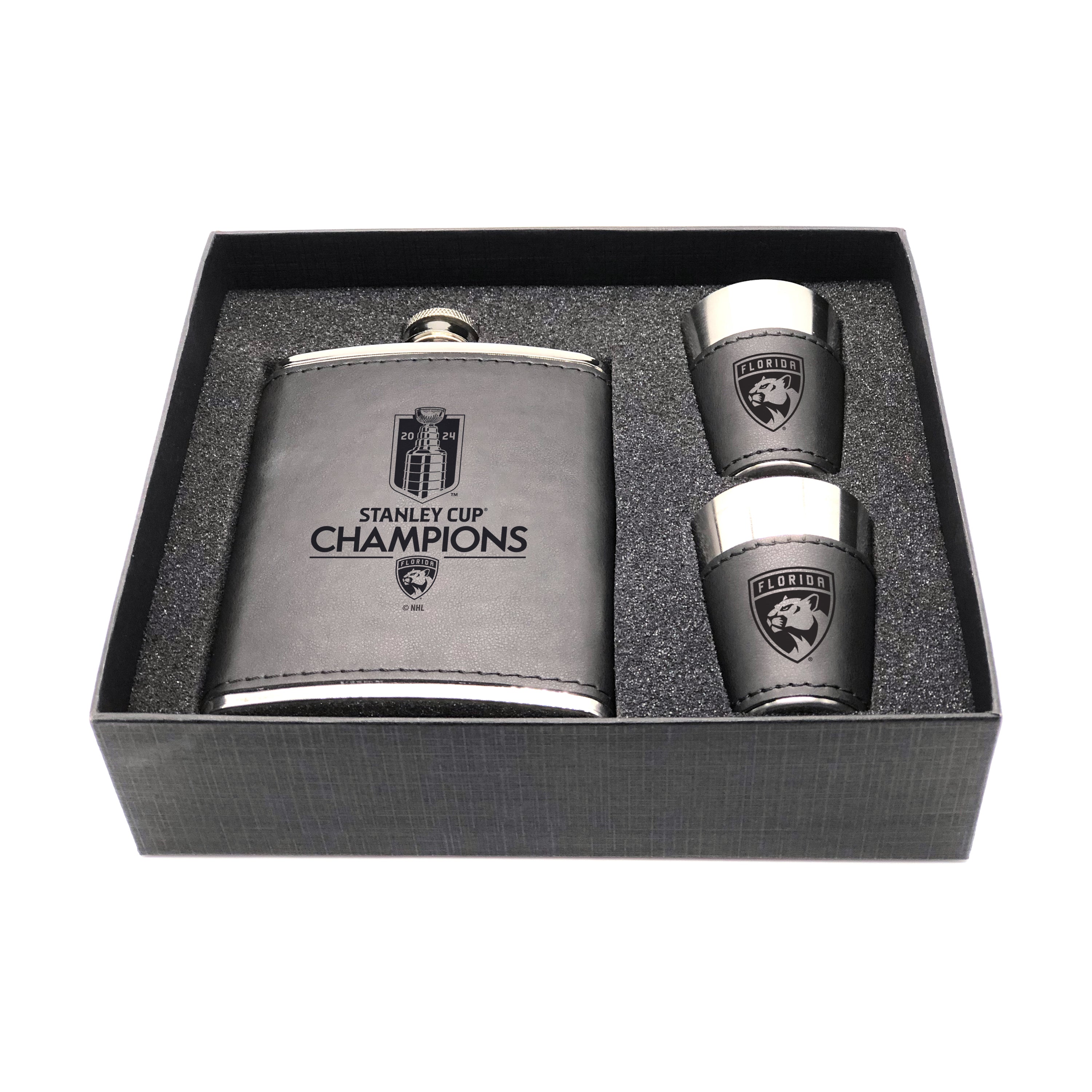 Florida Panthers 2024 Stanley Cup Champions Shot and Flask Set