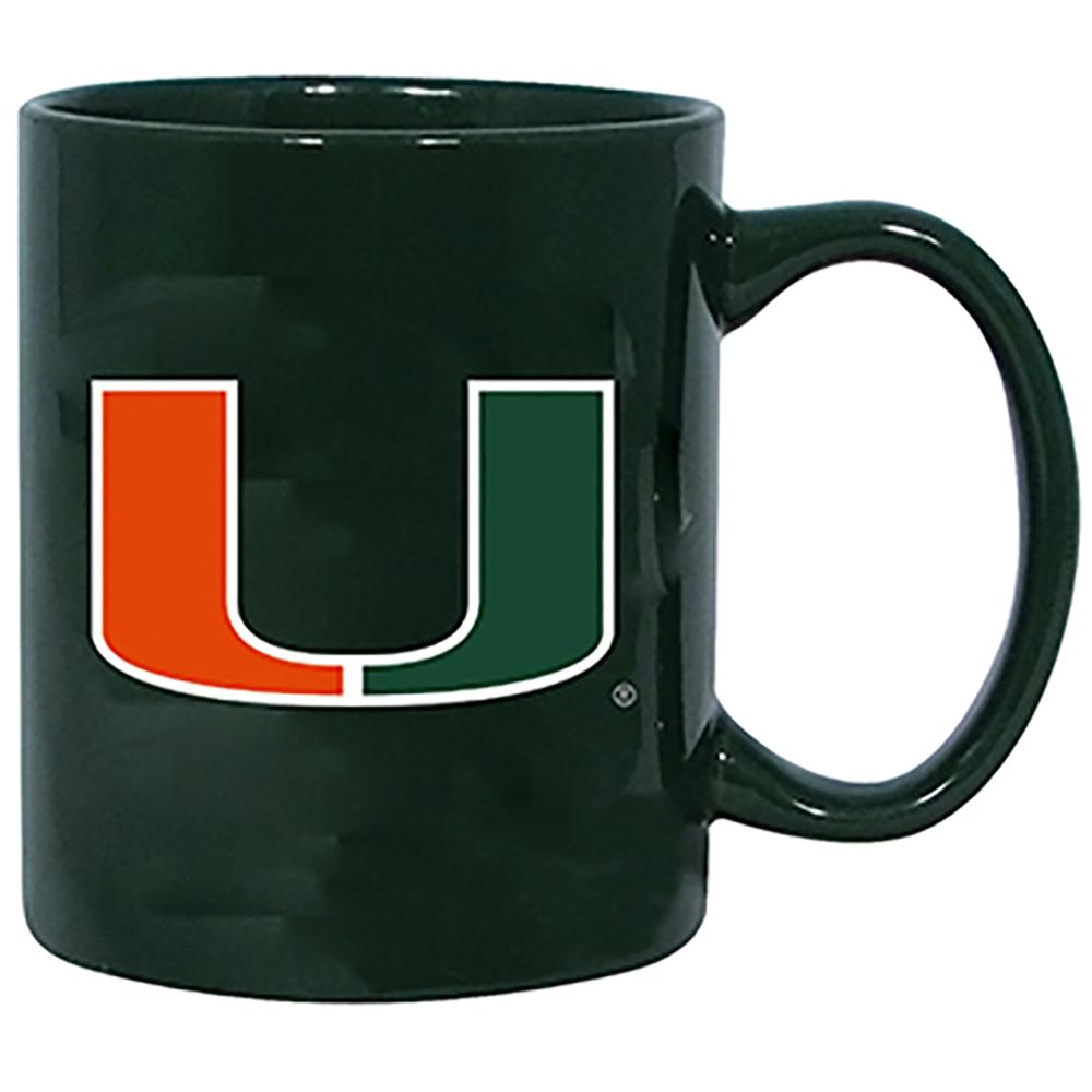 Miami Hurricanes Green Coffee Cup Mug - 11 Ozs