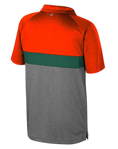 Miami Hurricanes Colosseum Youth Armada Polo - Orange Green Charcoal