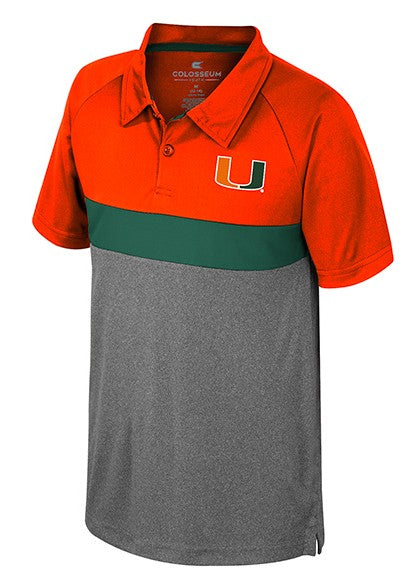 Miami Hurricanes Colosseum Youth Armada Polo - Orange Green Charcoal