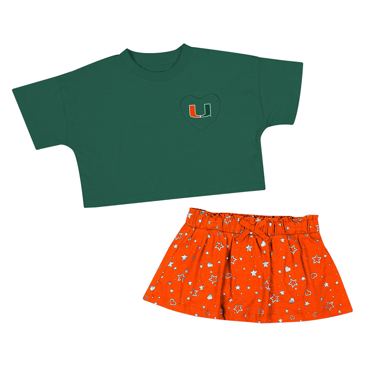 Miami Hurricanes Colosseum Toddler Girls Star League T-Shirt Green & Skort Set - Orange