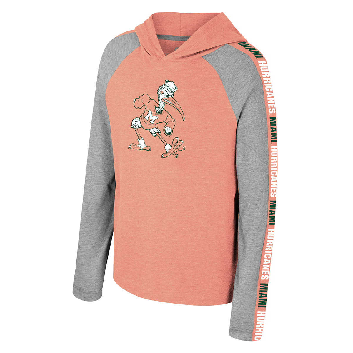 Miami Hurricanes Colosseum Youth Sebastian Starfighter L/S Hooded T-Shirt - Orange