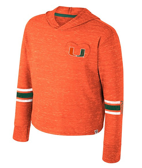 Miami Hurricanes Colosseum Girls Fleet Hooded T-Shirt - Orange