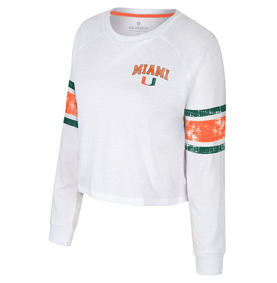 Miami Hurricanes Colosseum Women's Author L/S Crop T-Shirt - White