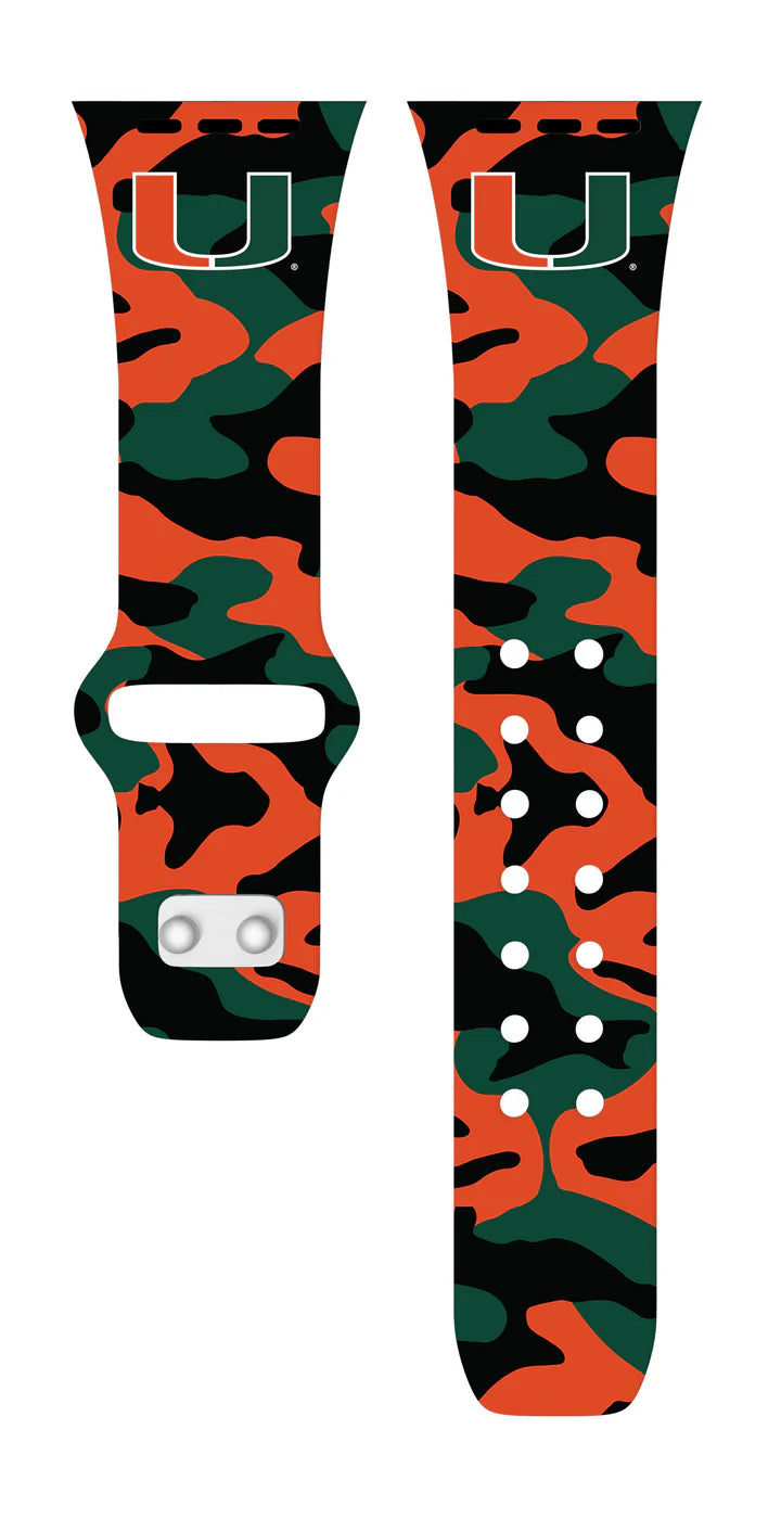 Miami Hurricanes HD Apple Watch Band- Orange/Green/Black Camo