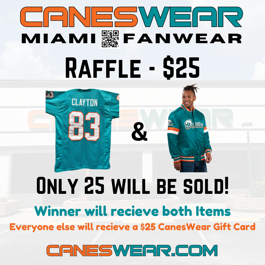 Raffle Ticket for Miami Dolphins Starter Jacket & Mark Clayton Signed Jersey