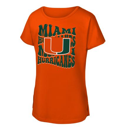 Miami Hurricanes Girls Groovy Dolman T-Shirt - Orange