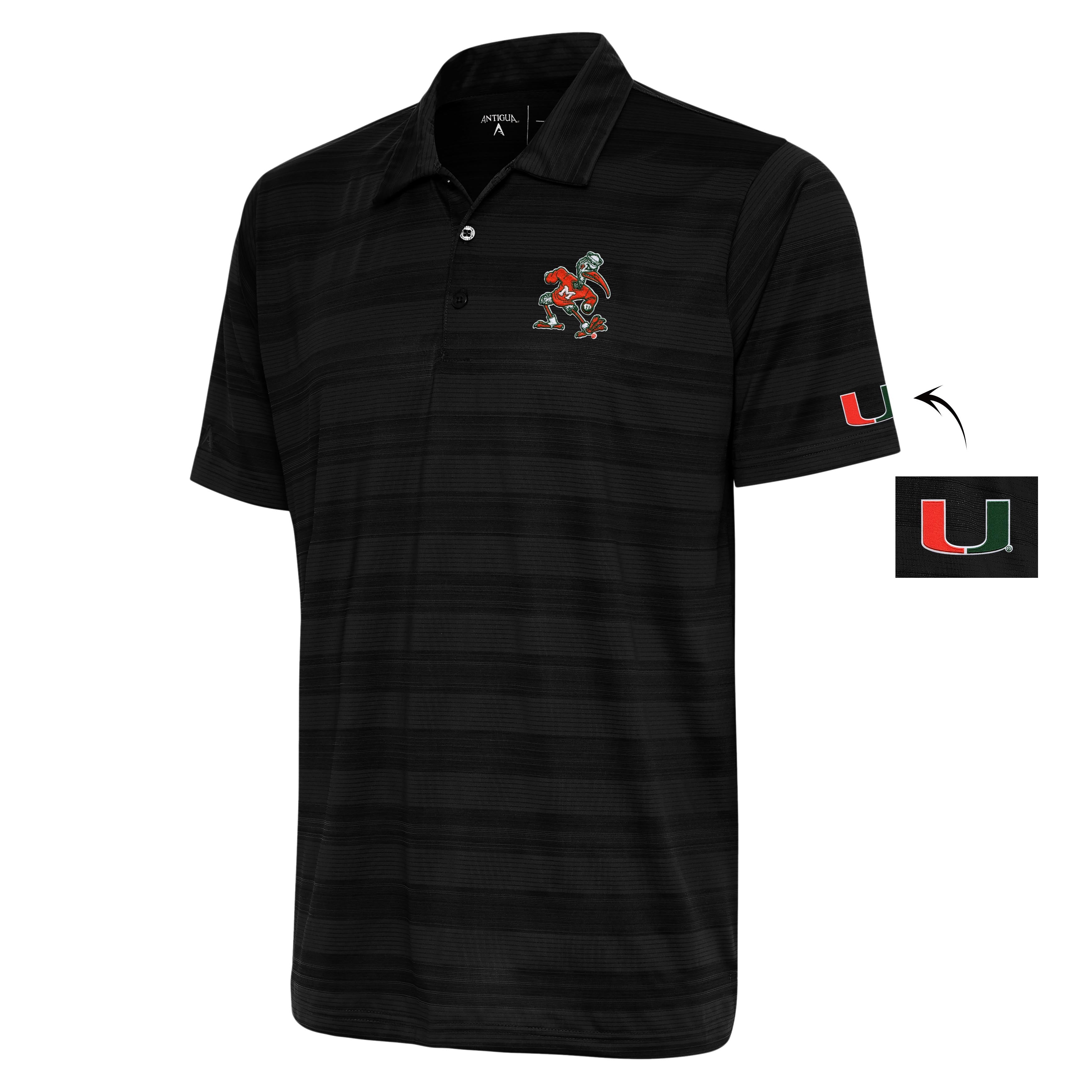 Miami Hurricanes Antigua Sebastian & U Compass Polo - Black