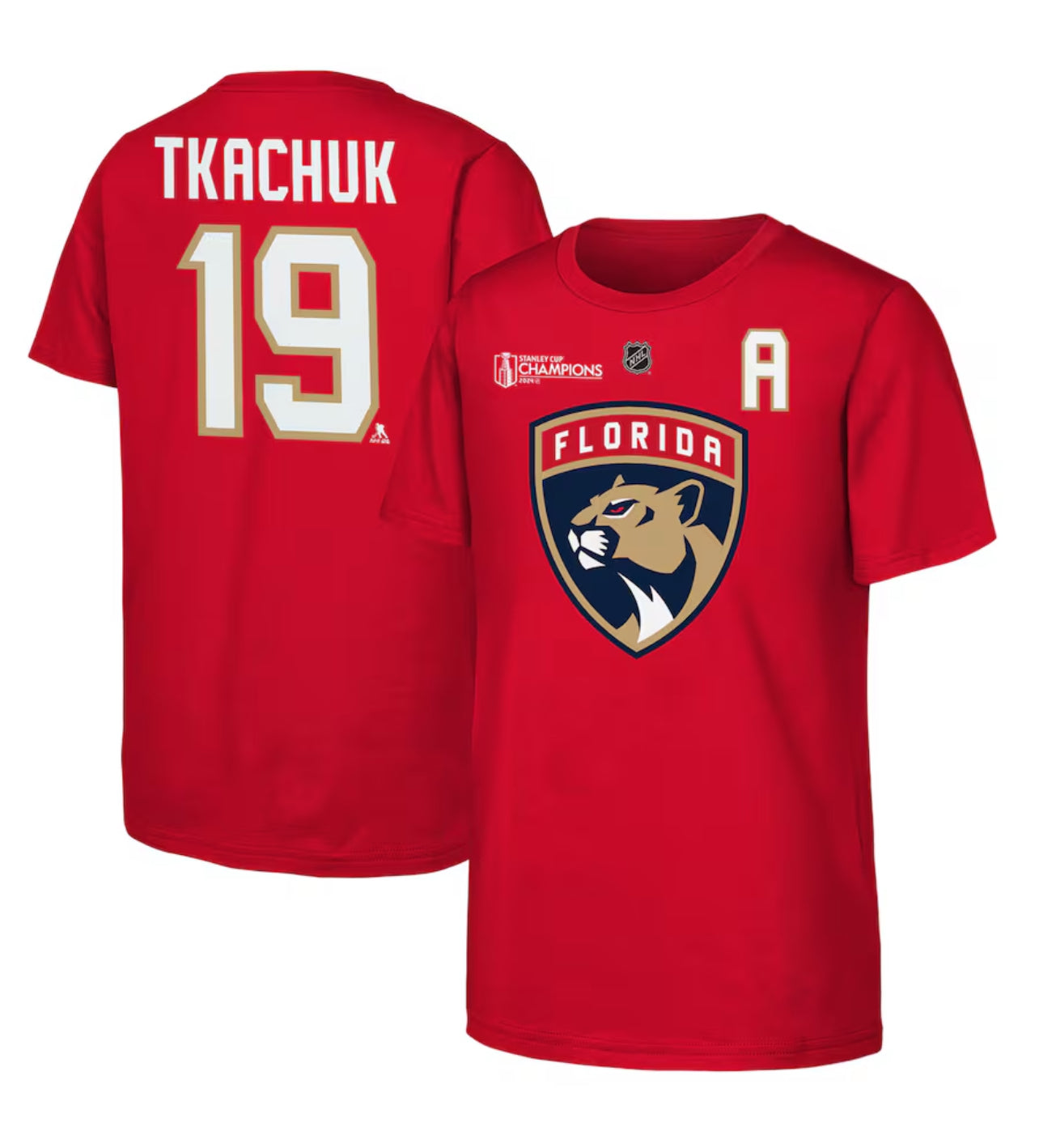 Florida Panthers Kids Stanley Cup Champions Matthew Tkachuk T-Shirt - Red