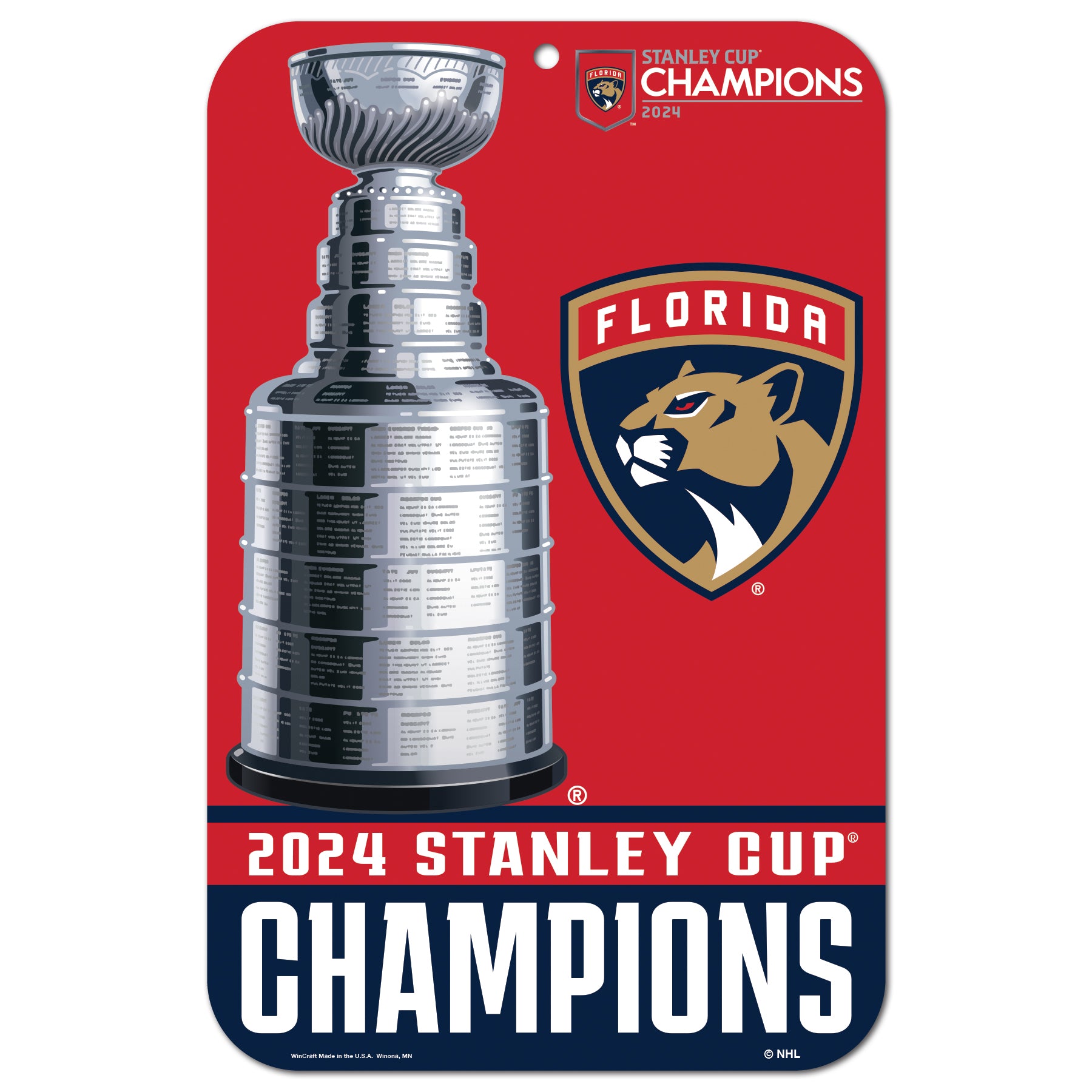 Florida Panthers 2024 Stanley Cup Champions Plastic Styrene Sign - 11 x 17