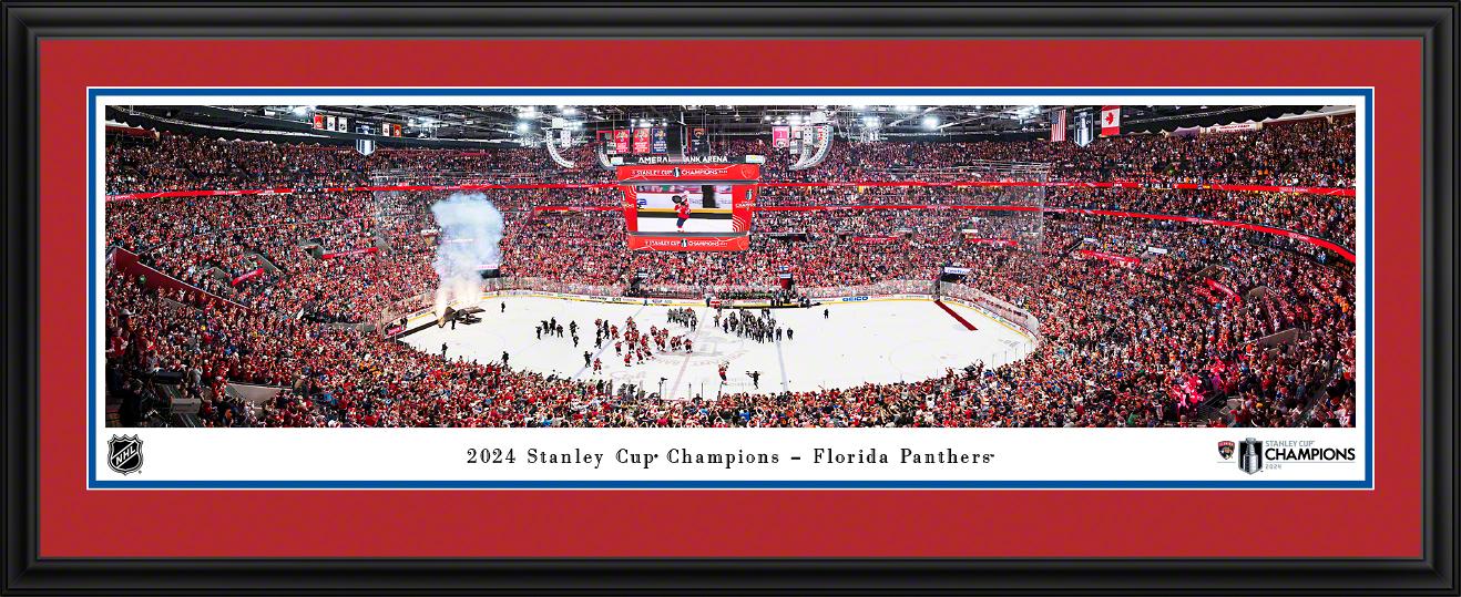 Florida Panthers 2024 Stanley Cup Champions Deluxe Framed Panoramic Picture -  44"  x 18"
