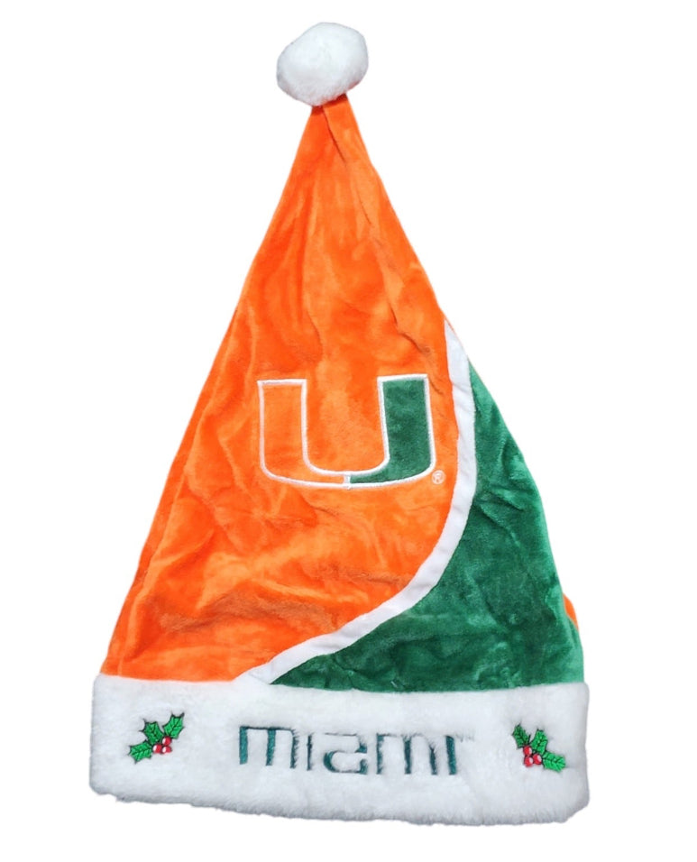 Miami Hurricanes Colorblock Santa Hat - Orange - Green - White