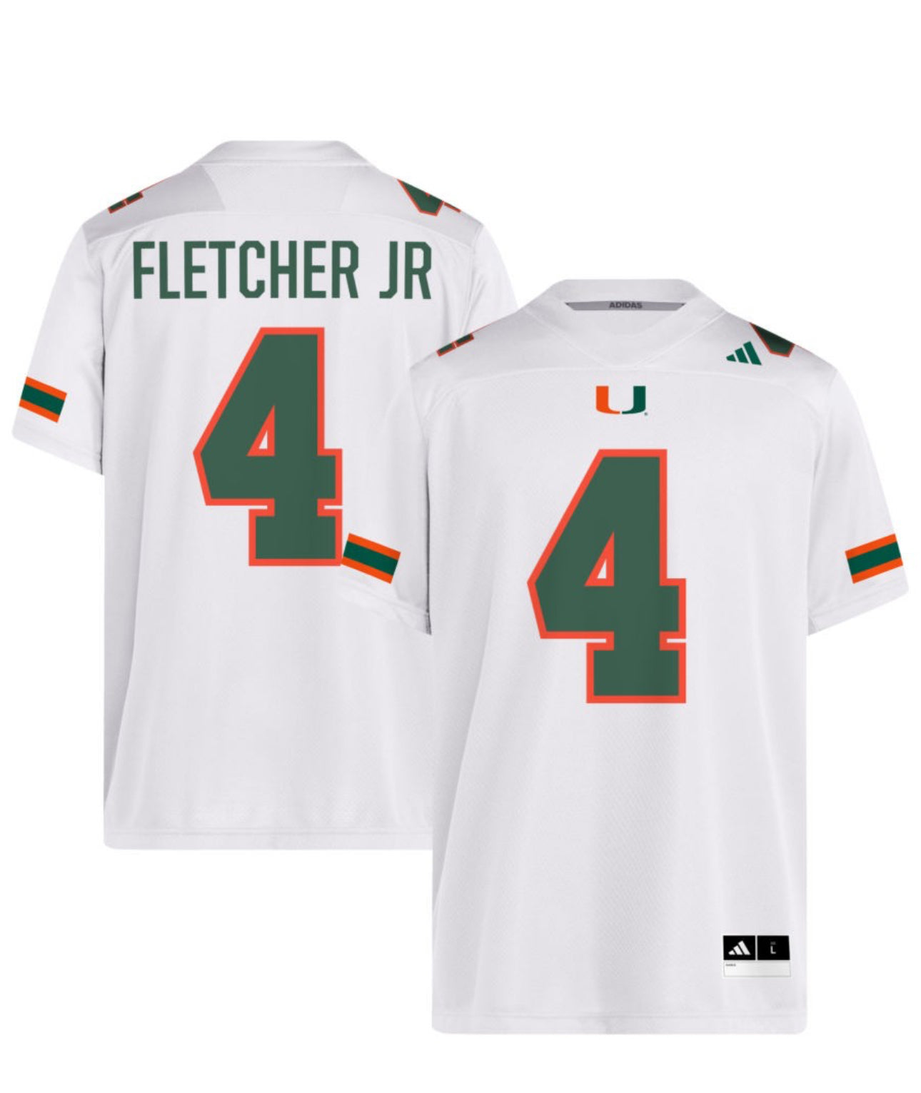 Miami Hurricanes adidas Mark Fletcher, Jr #4 Football Jersey - White