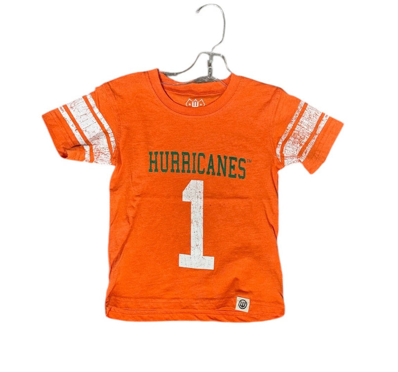 Miami Hurricanes Wes And Willy Toddler #1 Jersey Tri-Blend T-Shirt - Orange