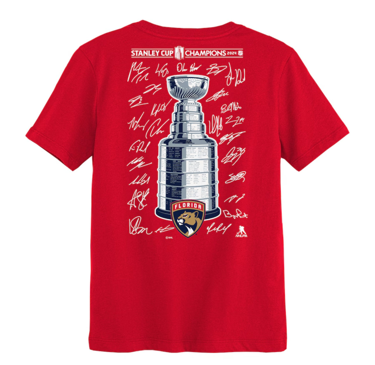 Florida Panthers Kids Stanley Cup Champions Roster Signatures T-Shirt - Red