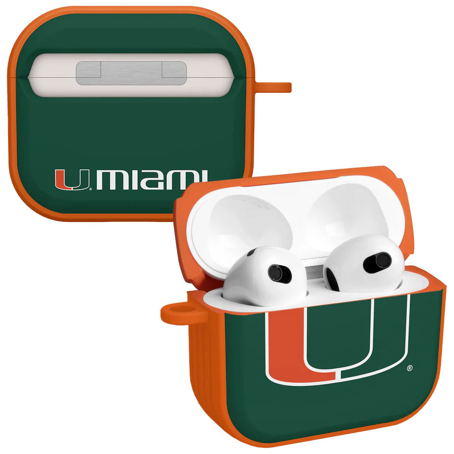 Miami Hurricanes Camo HDX Apple AirPods Generations 3 Case Cover - Green/Orange