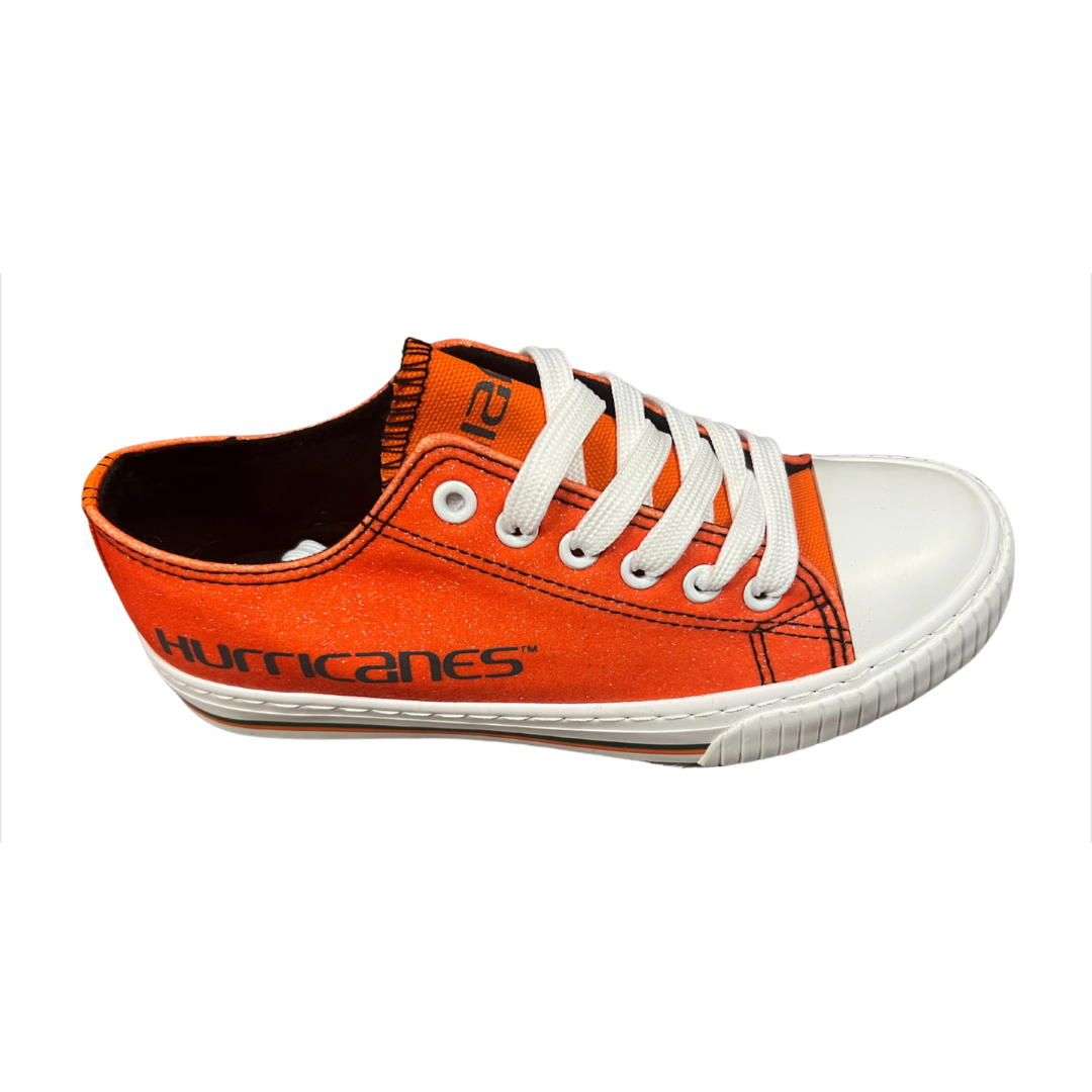 Miami Hurricanes Women's Glitter Low Top Canvas Shoes - Orange