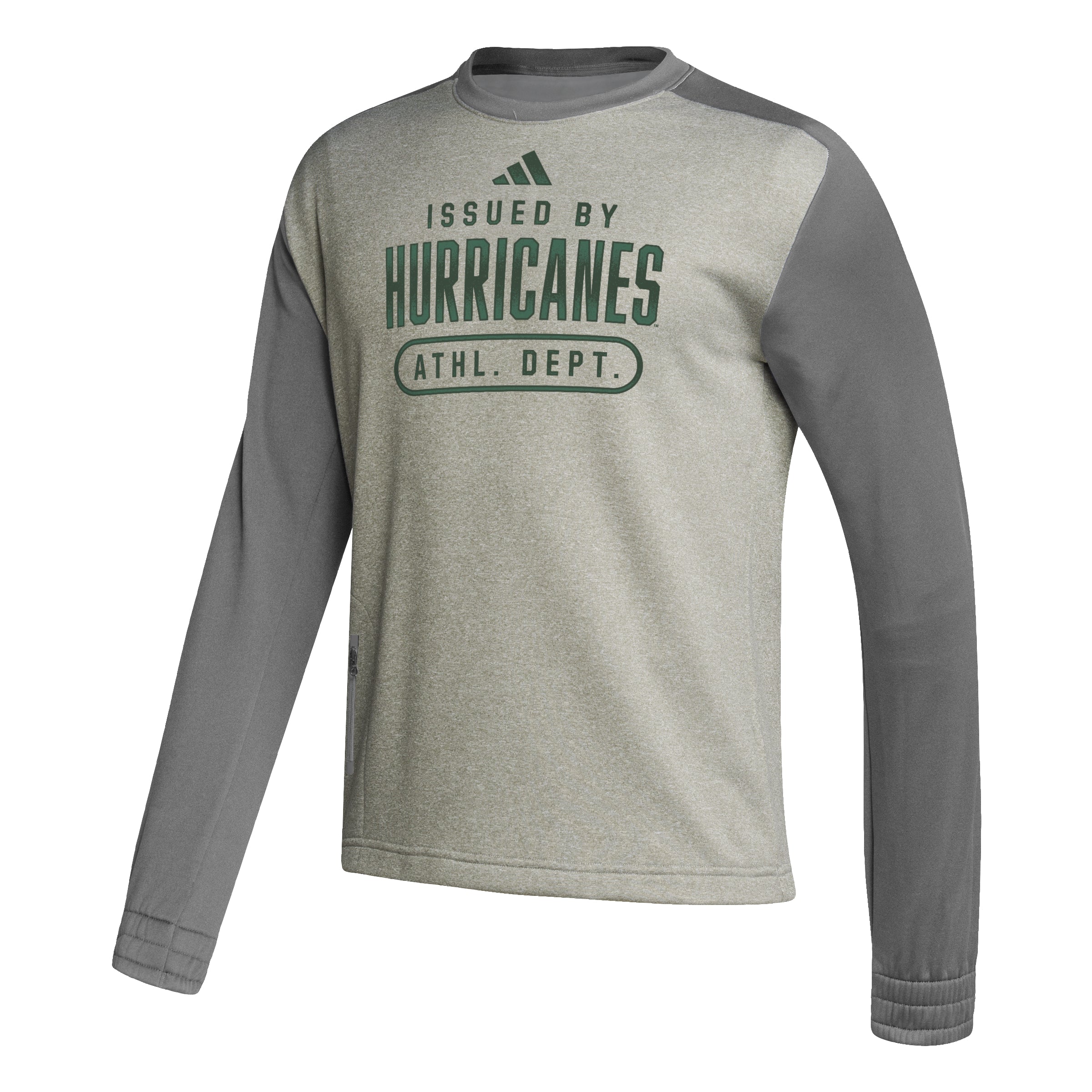 Miami Hurricanes adidas Issued By Team Crew Sweatshirt - Grey/Dark Grey