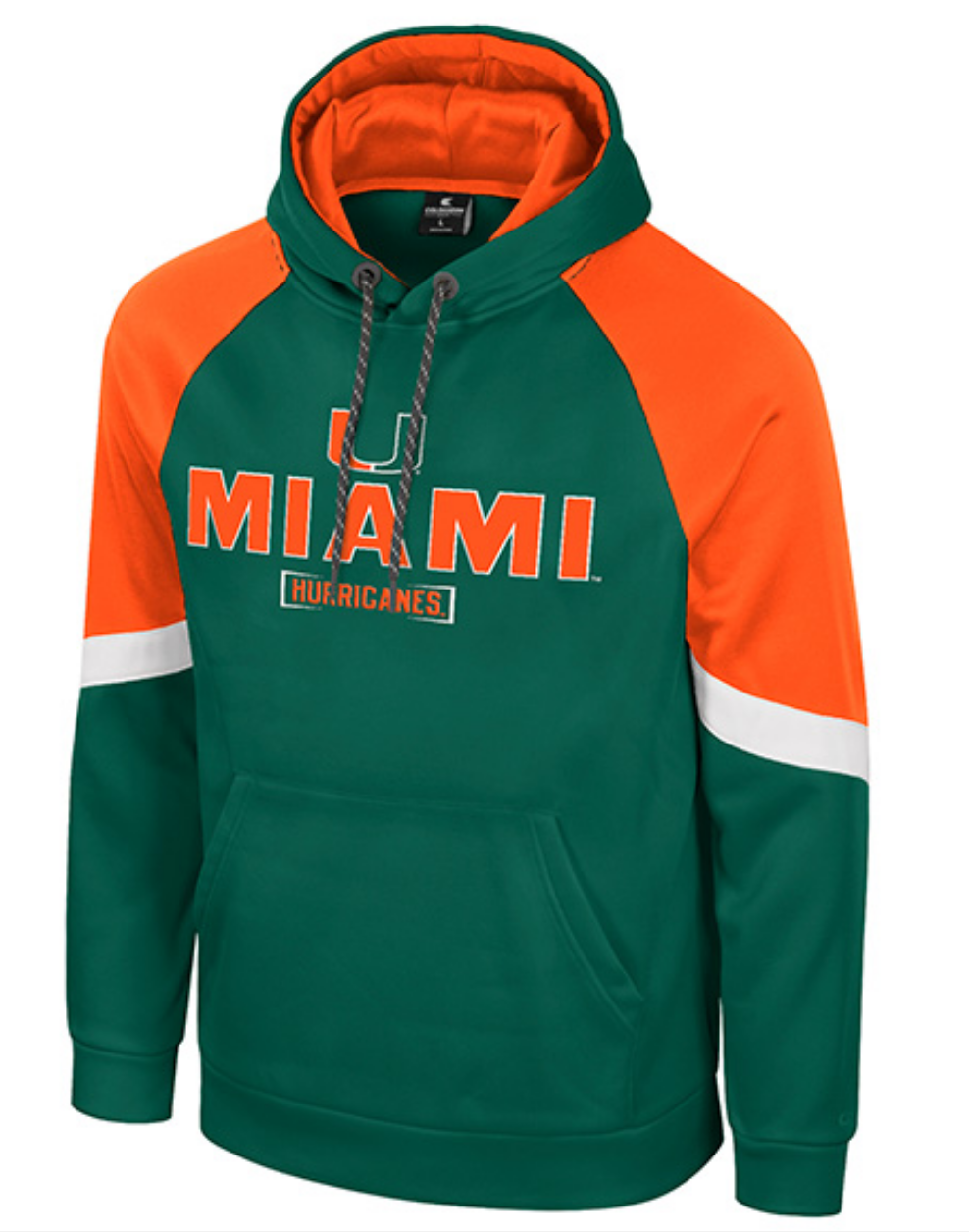 Miami Hurricanes Colosseum Prewitt Pullover Hoodie - Green/Orange