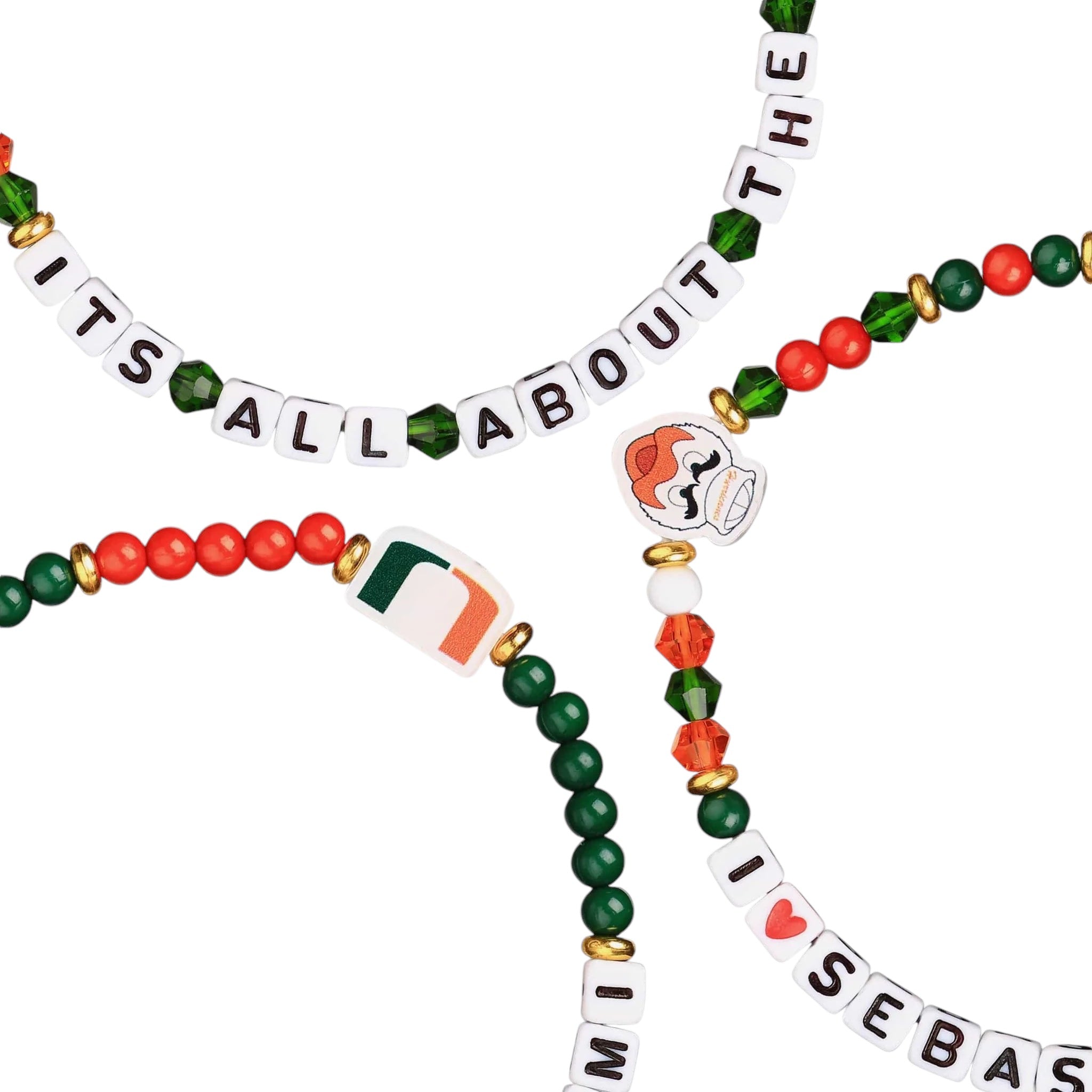 Miami Hurricanes 3 Pack Friendship Bracelets