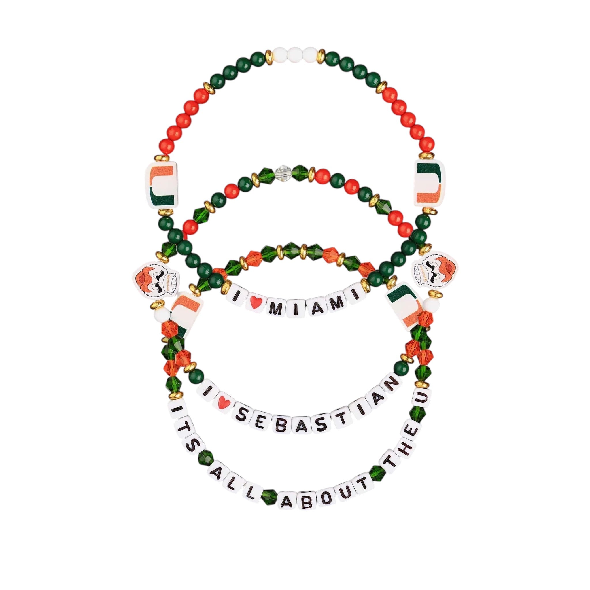 Miami Hurricanes 3 Pack Friendship Bracelets