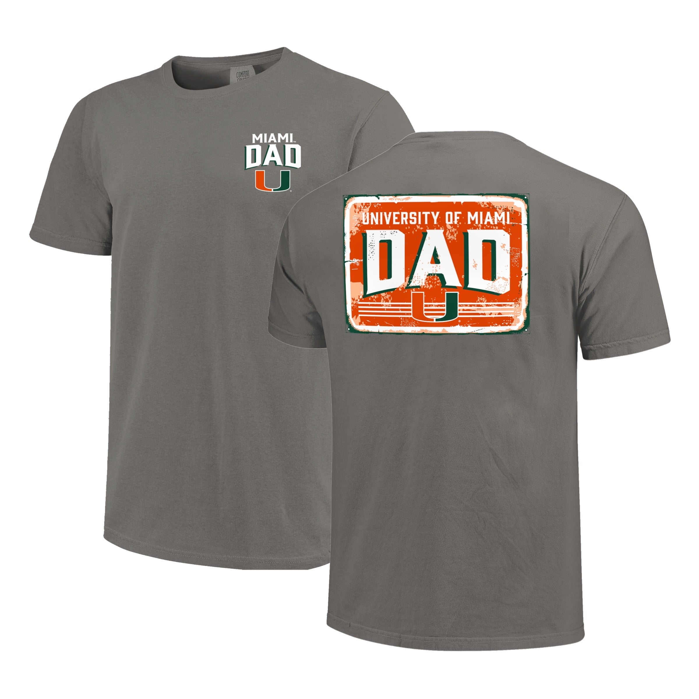 Miami Hurricanes Vintage Dad Sign Comfort Color T-Shirt - Grey