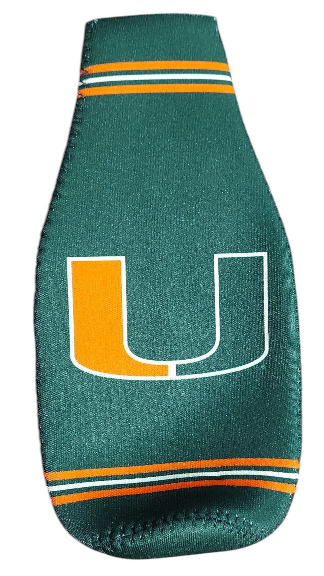 Miami Hurricanes Zippered Bottle Koozie - Green w/Stripes