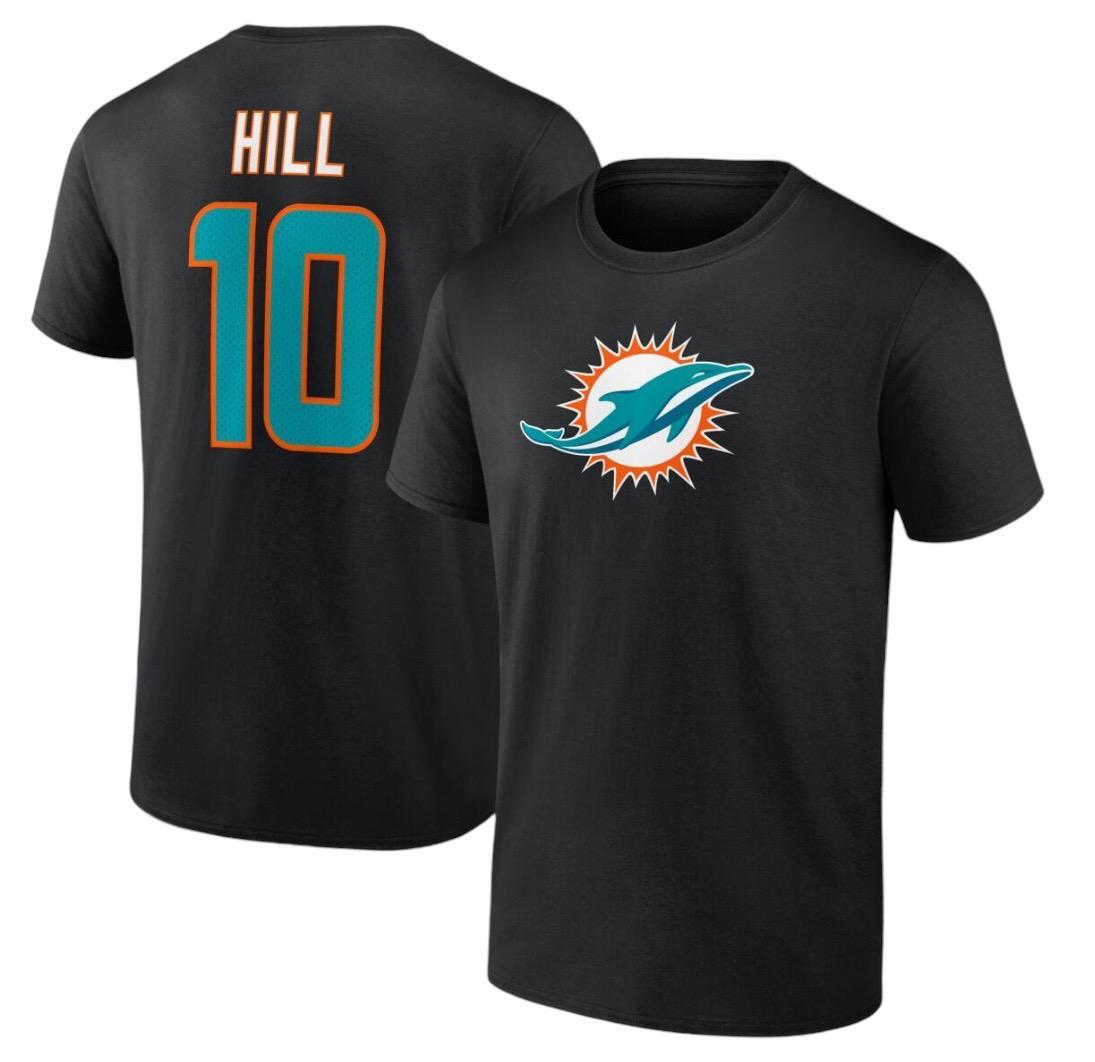 Miami Dolphins Tyreek Hill Icon Name & Number Player T-Shirt - Black