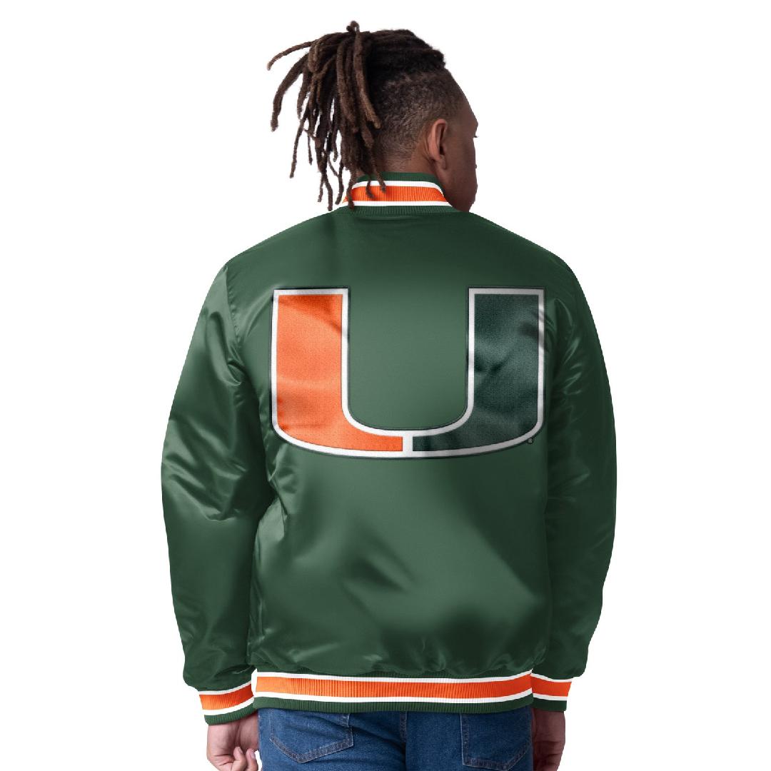 Miami Hurricanes Classic Vintage Reversible Starter Jacket- Green / Orange