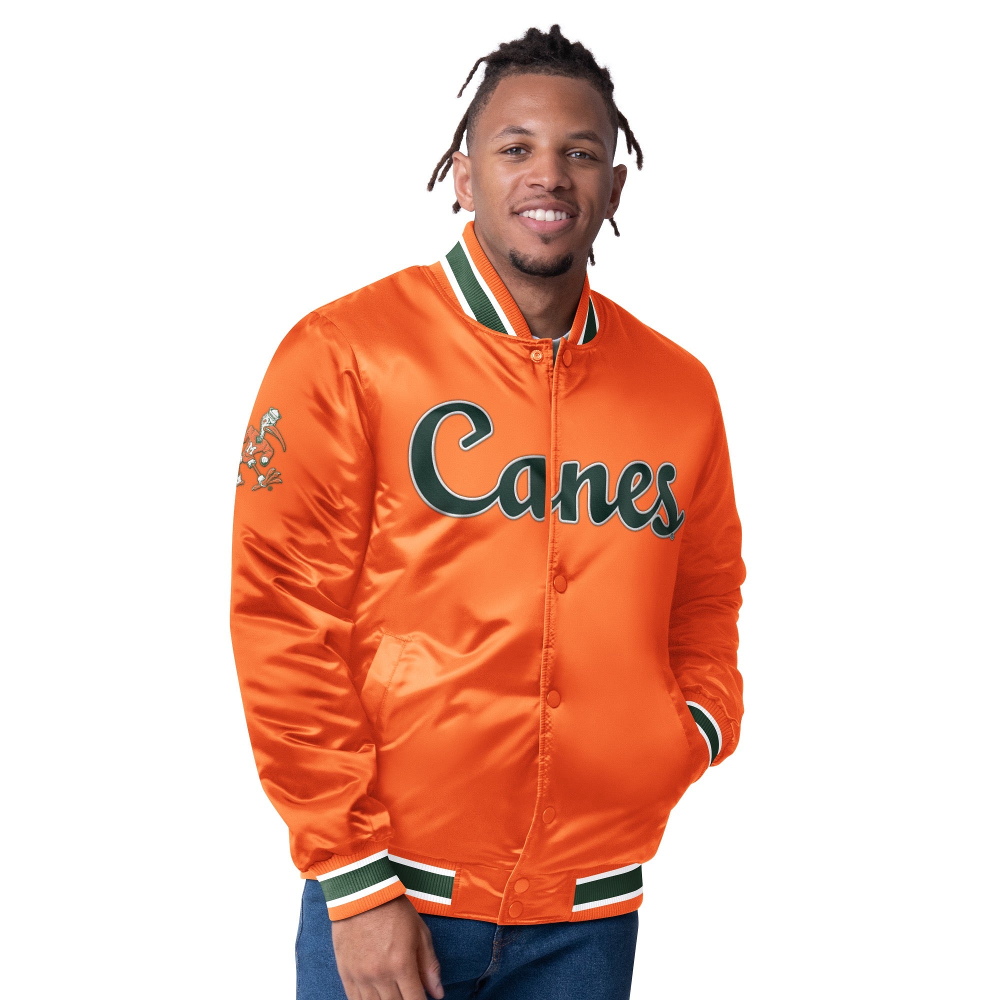 Miami Hurricanes Classic Vintage Reversible Starter Jacket- Green / Orange