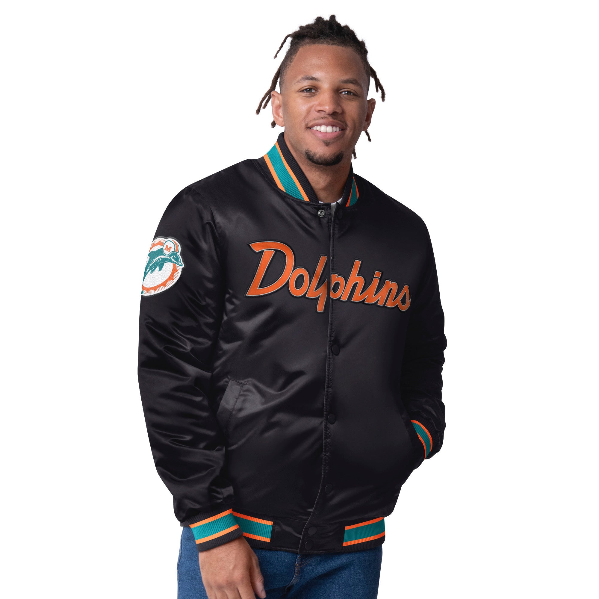 NFL Miami Dolphin vintage black Suede shops Jacket