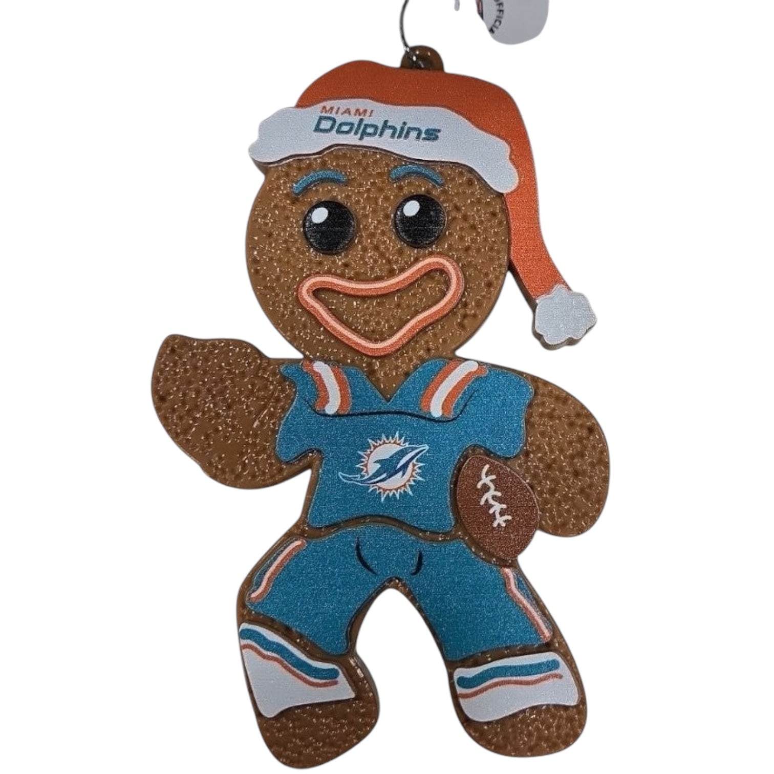 Miami Dolphins Gingerbread Man Plastic Ornament - 3 1/2"