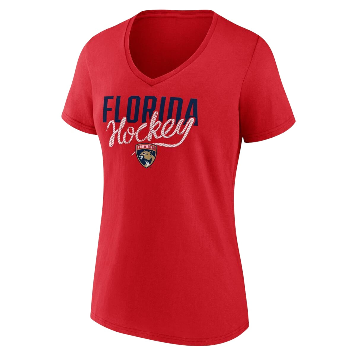 Florida Panthers Women's Skate Lace V-neck T-Shirt- Red