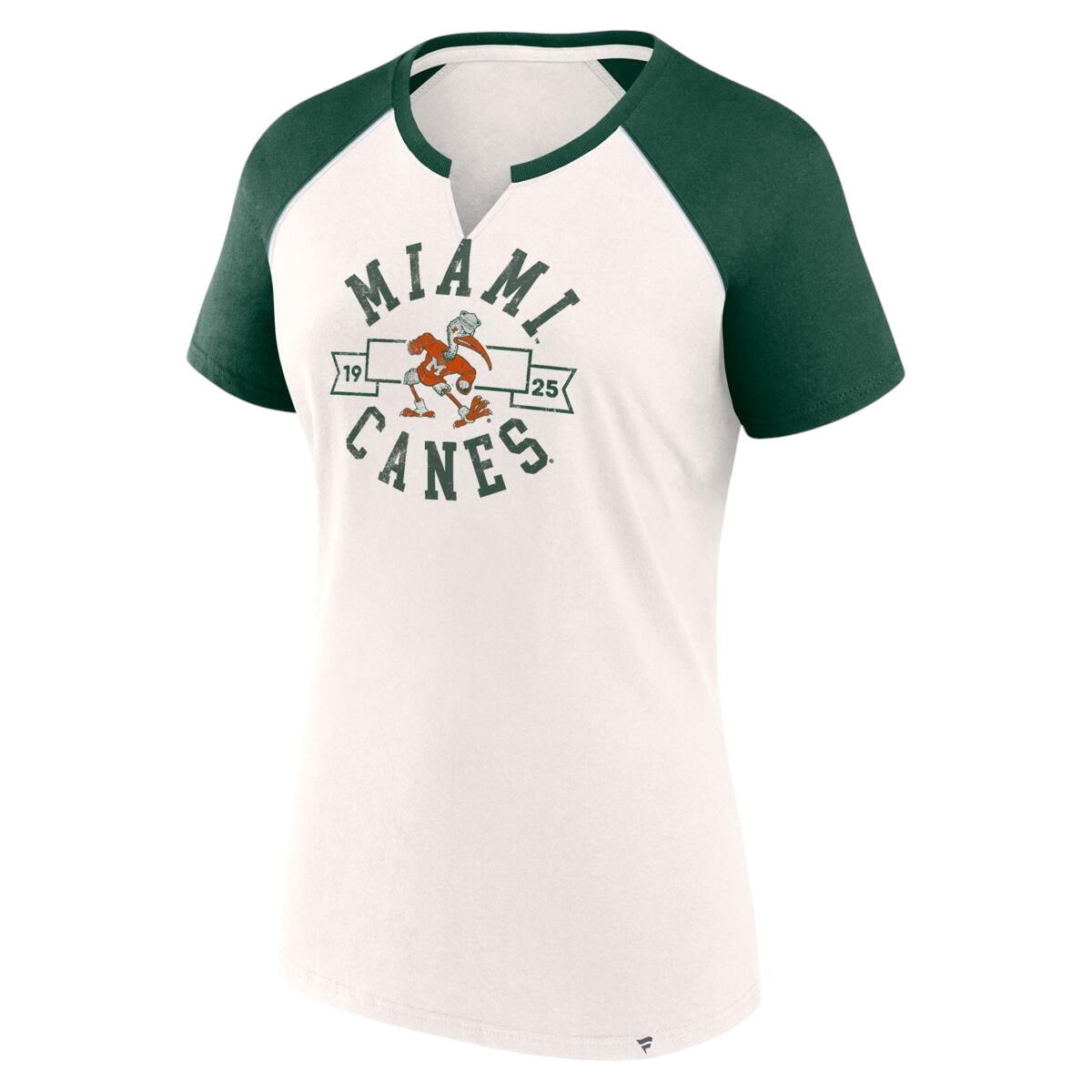 Miami Hurricanes Fanatics Women's Winning Ways V-Neck Fashion Top - White/Green