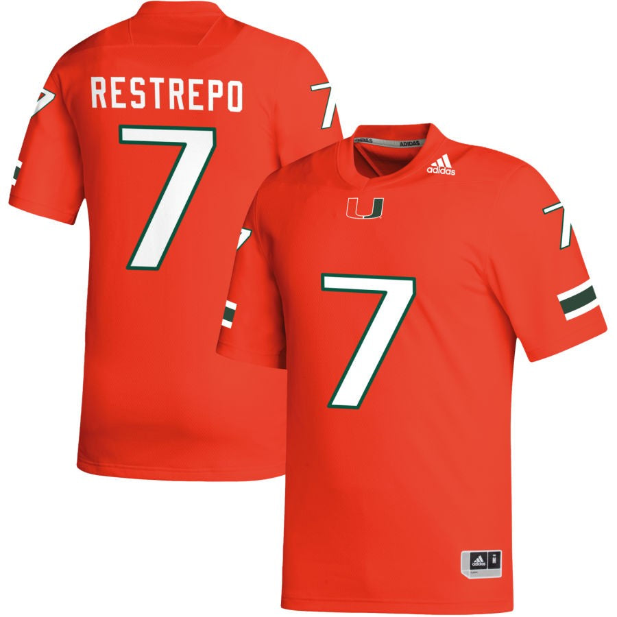 Miami Hurricanes adidas Xavier Restrepo # 7 Jersey - Orange