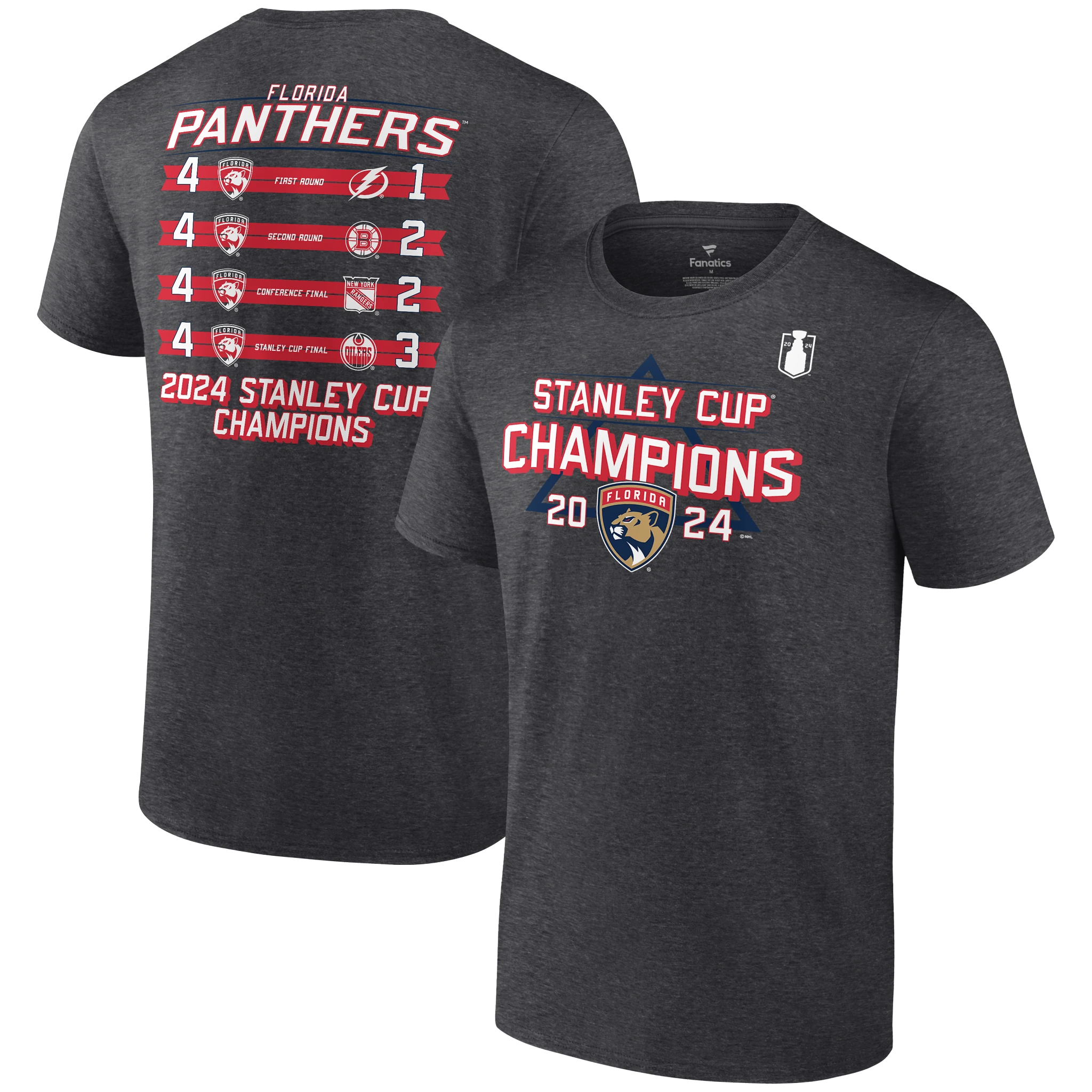 Florida Panthers 2024 Stanley Cup Champions Schedule T-Shirt - Grey