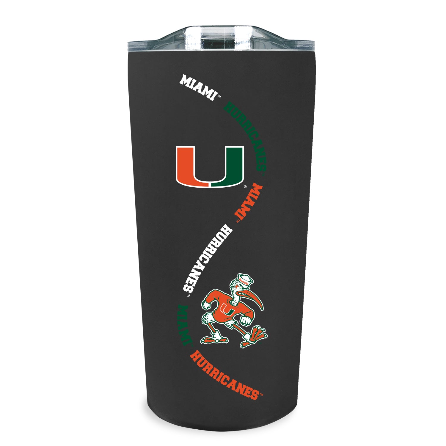 Miami Hurricanes Stainless Steal Soft Touch Swirl 18oz Tumbler - Black