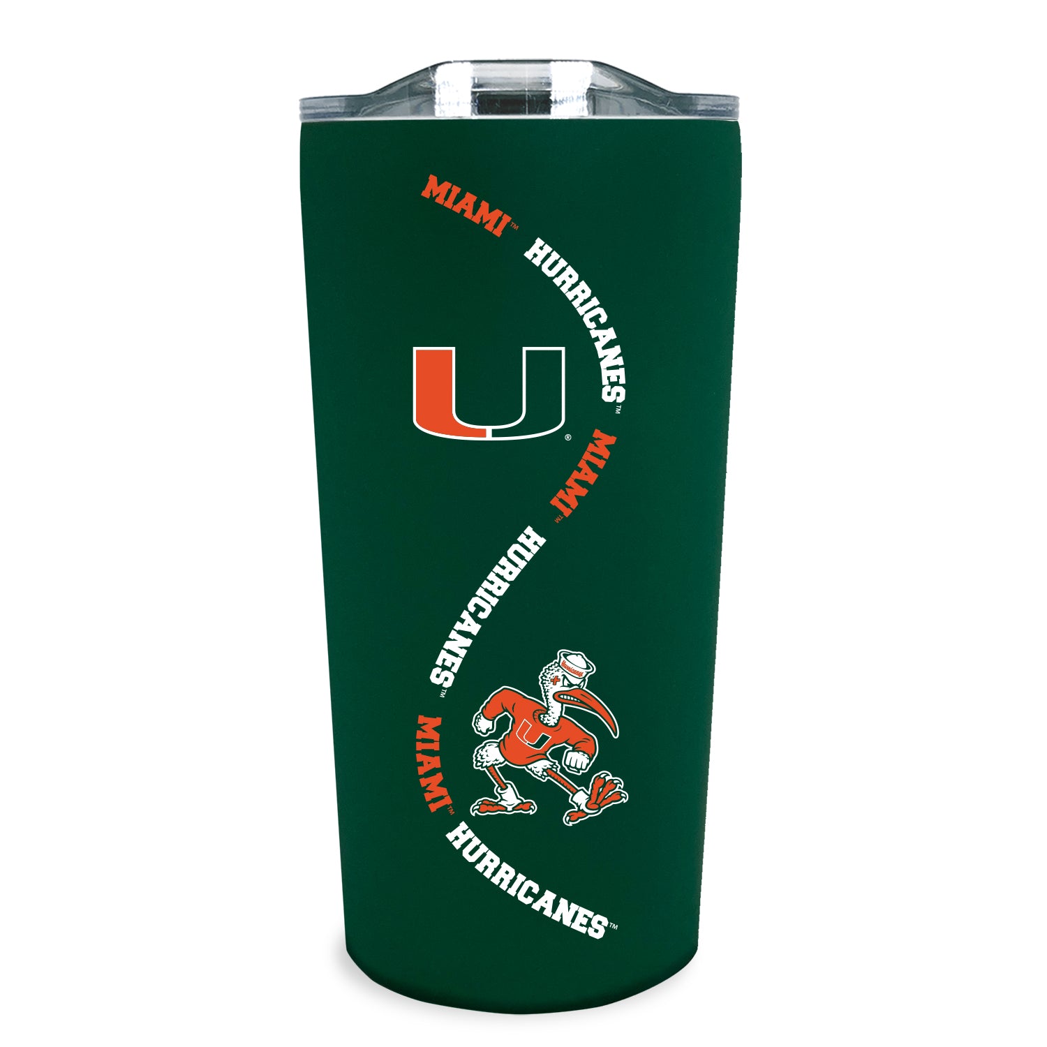 Miami Hurricanes Stainless Steal Soft Touch Swirl 18oz Tumbler - Green