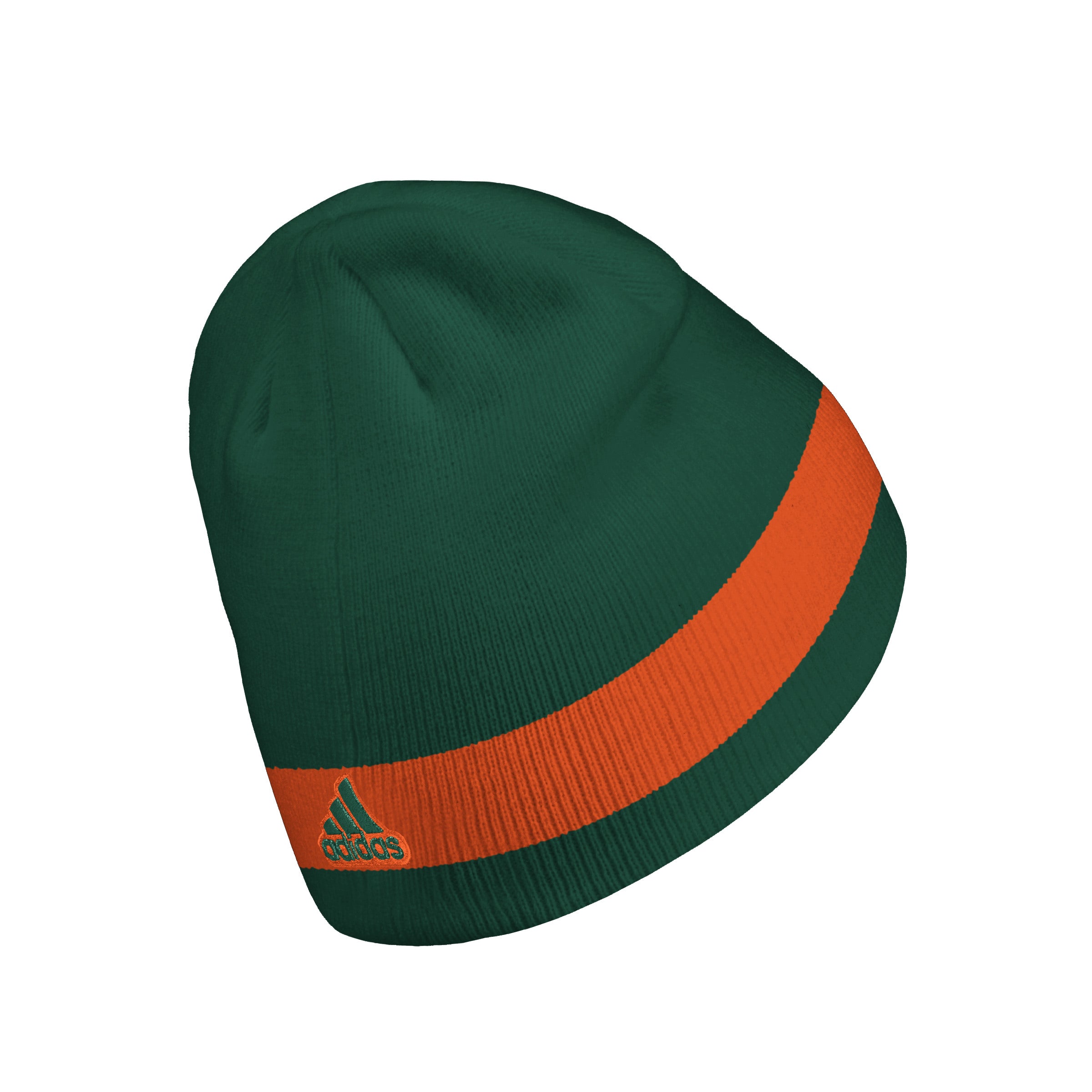 Miami Hurricanes adidas 2024 Non Cuffed Beanie - Green/Orange