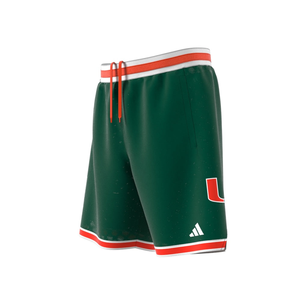 Miami Hurricanes adidas 2025 Swingman Mesh Basketball Shorts - Green