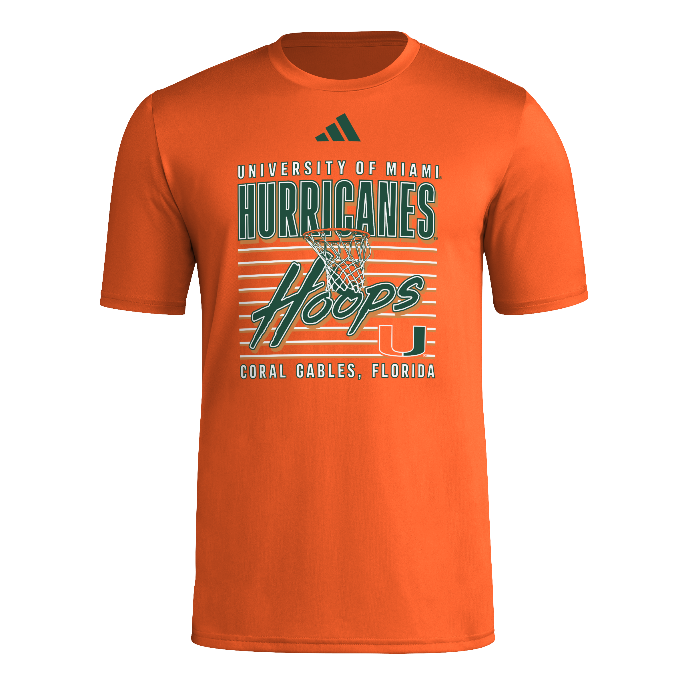 Miami Hurricanes adidas 2025 Hoops Aeroready Pregame T-Shirt - Orange