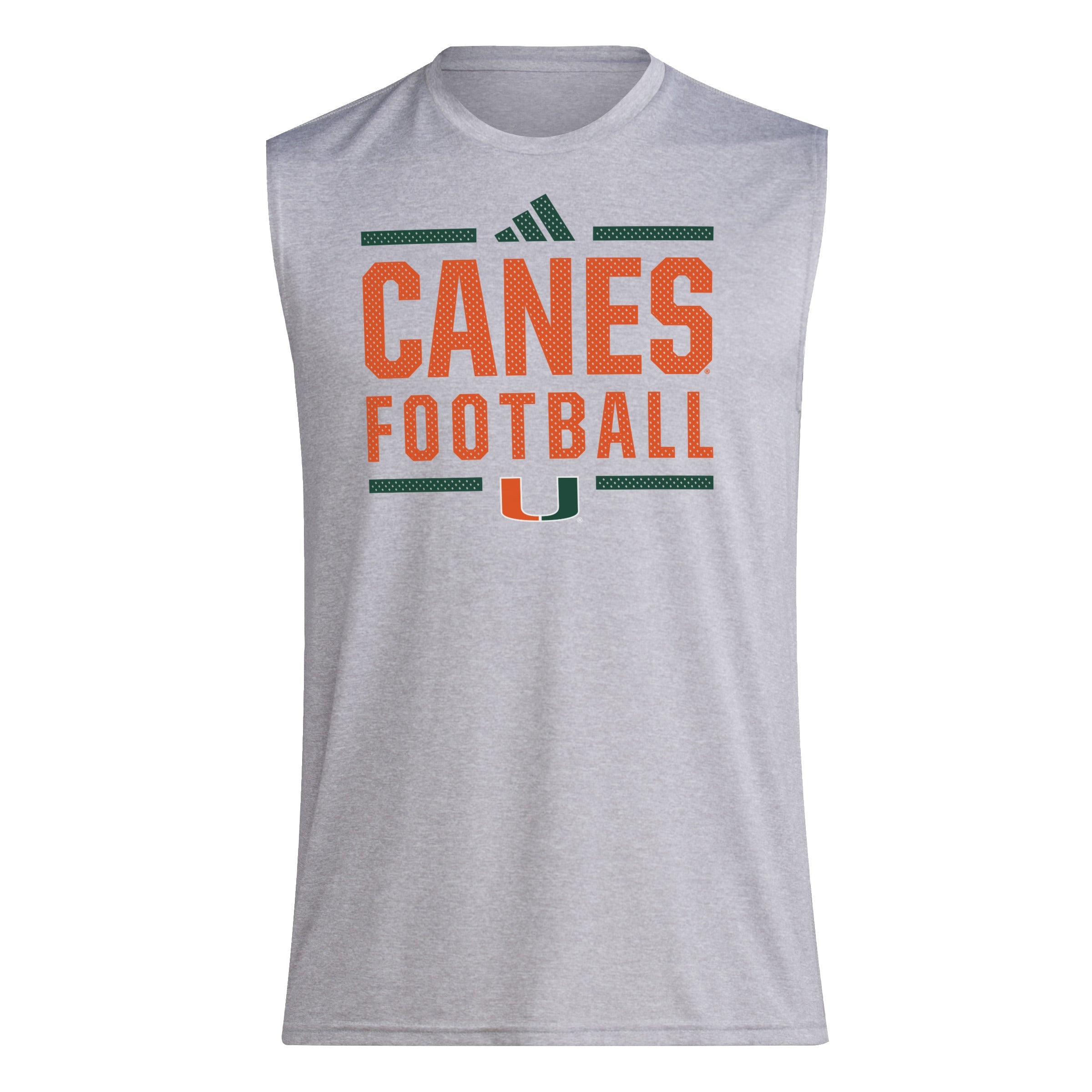 Miami Hurricanes adidas 2024 Locker Room Sleeveless Pregame T-Shirt - Grey