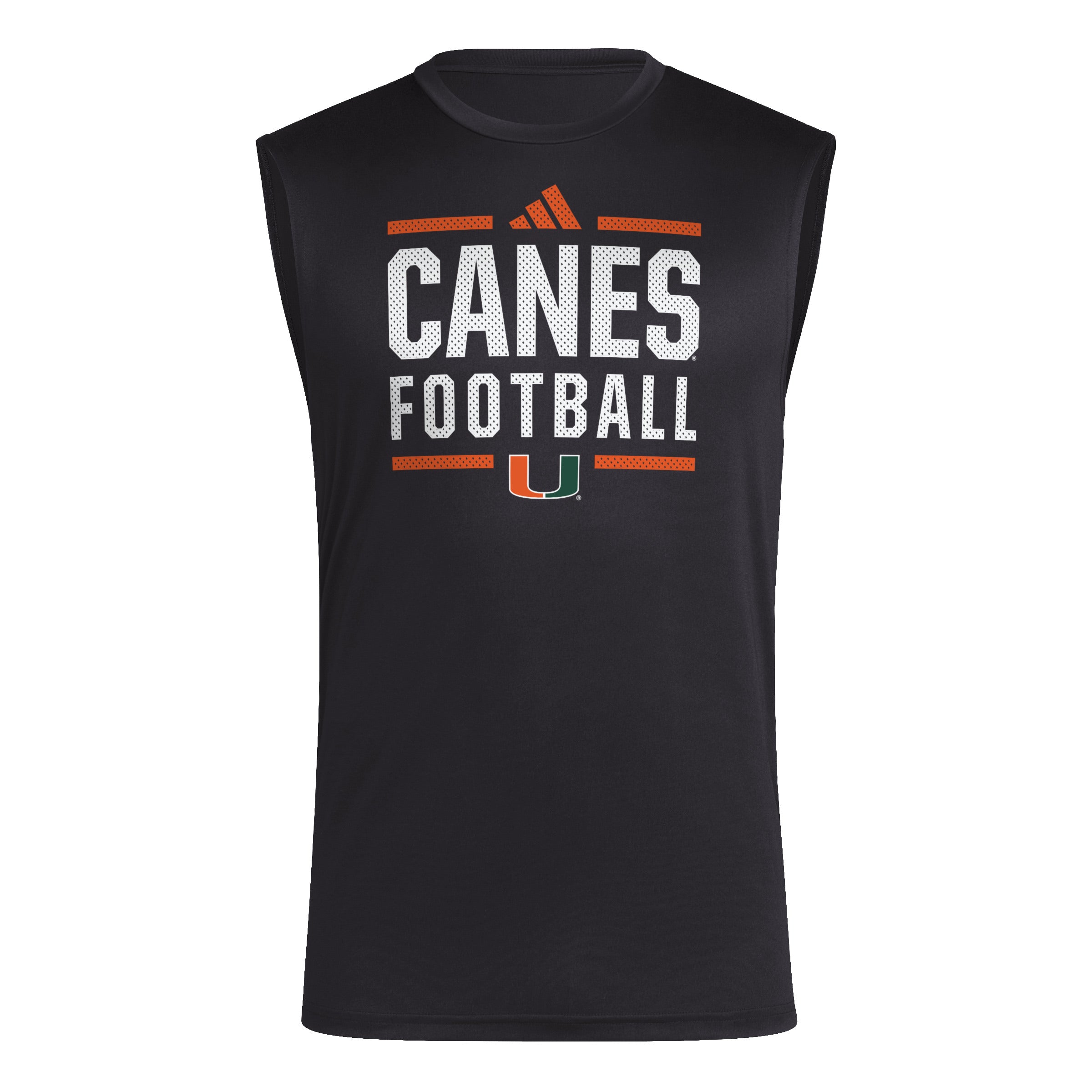 Miami Hurricanes adidas 2024 Locker Room Sleeveless Pregame T-Shirt - Black