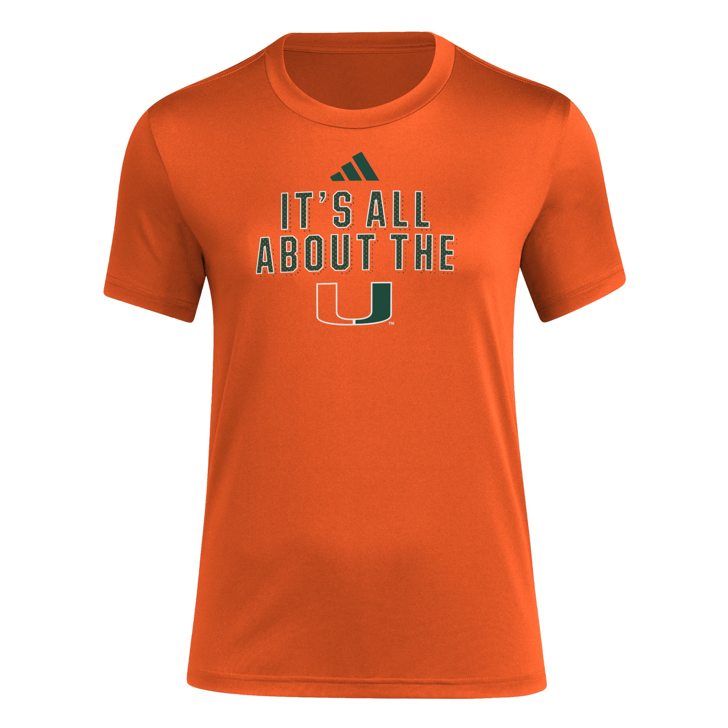 Miami Hurricanes adidas Women's 2024 Locker Slogan Pregame T-Shirt - Orange