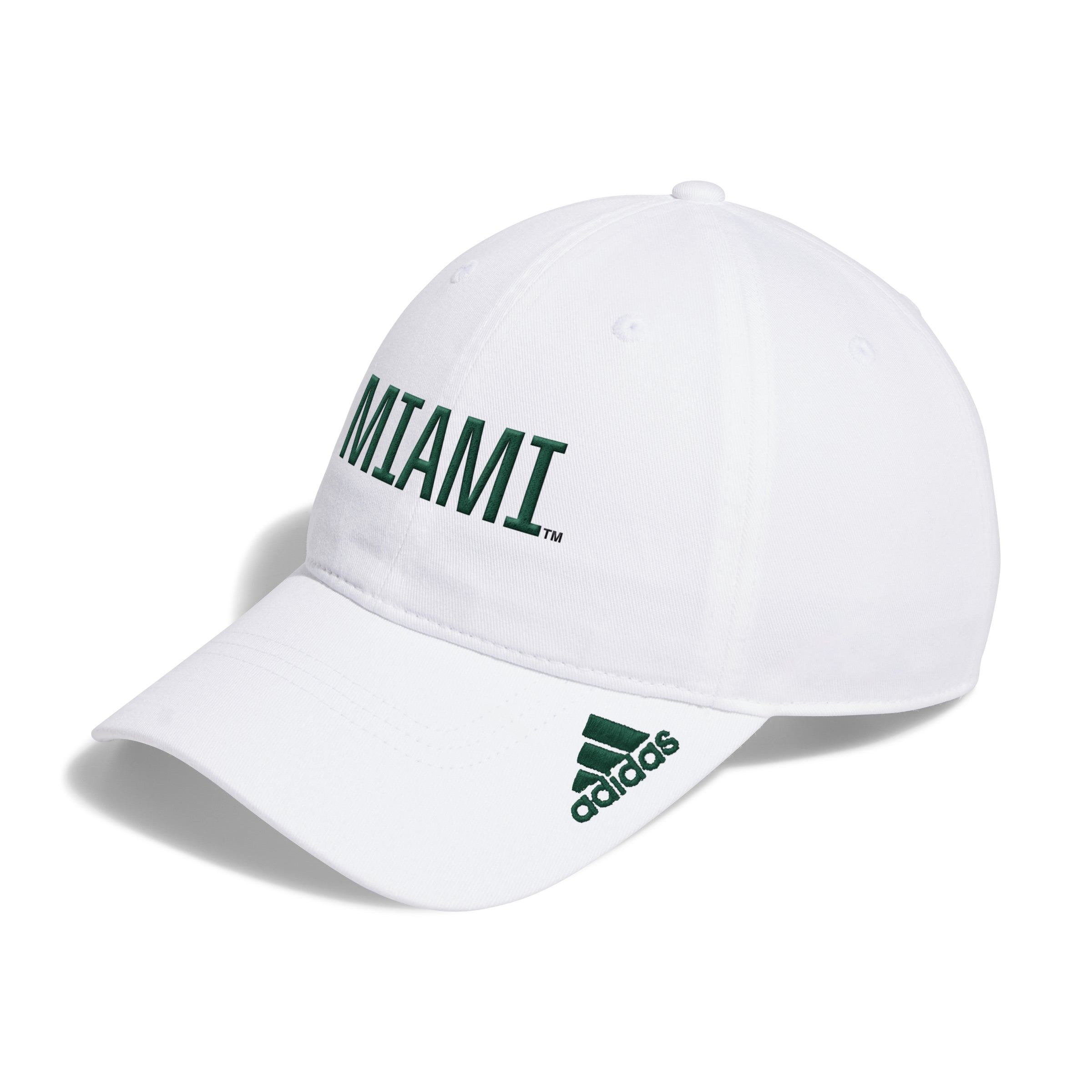 Miami Hurricanes adidas 2024 Locker Room Wordmark Adjustable Hat - White