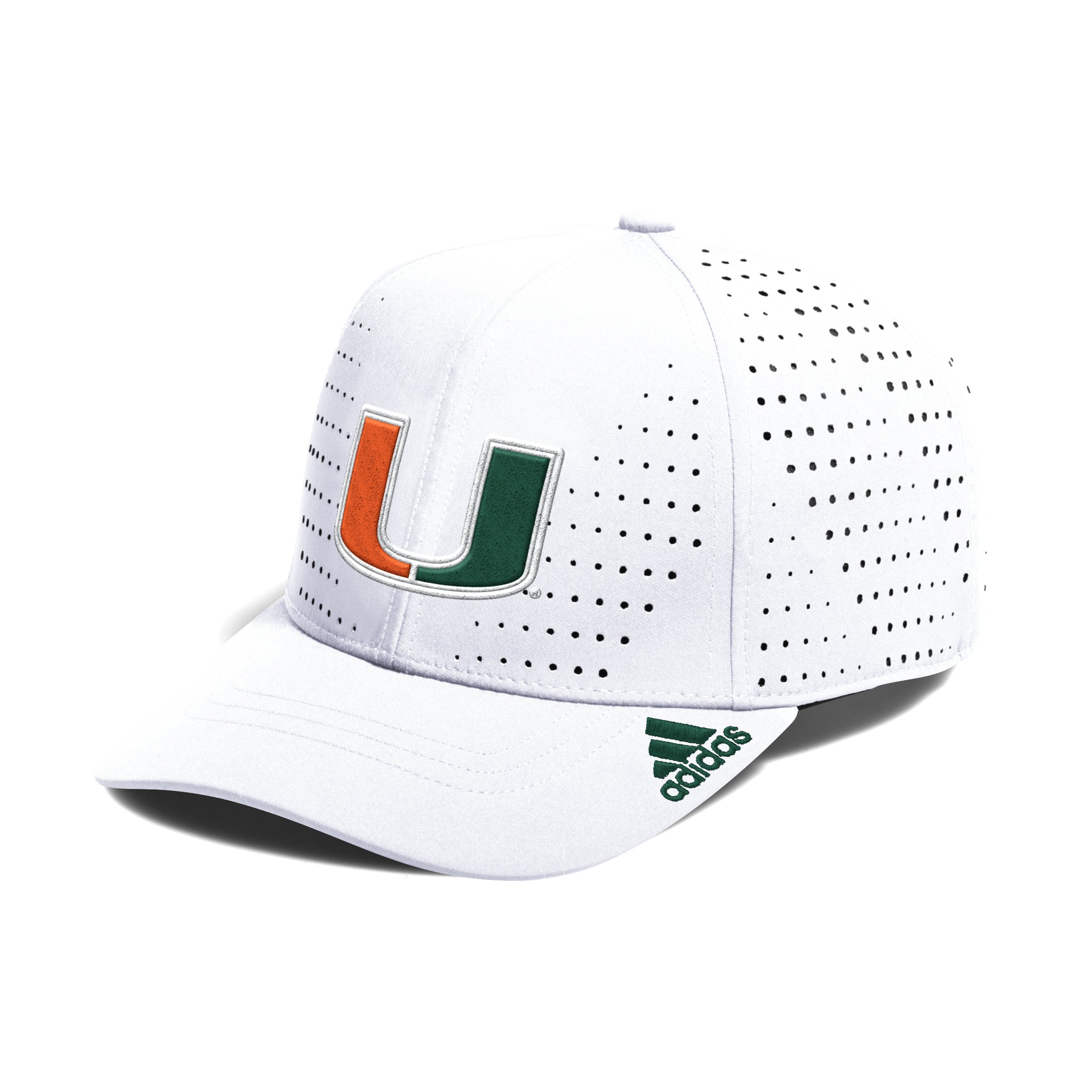 Miami Hurricanes 2024 adidas Structured Perforated Adjustable Hat - White