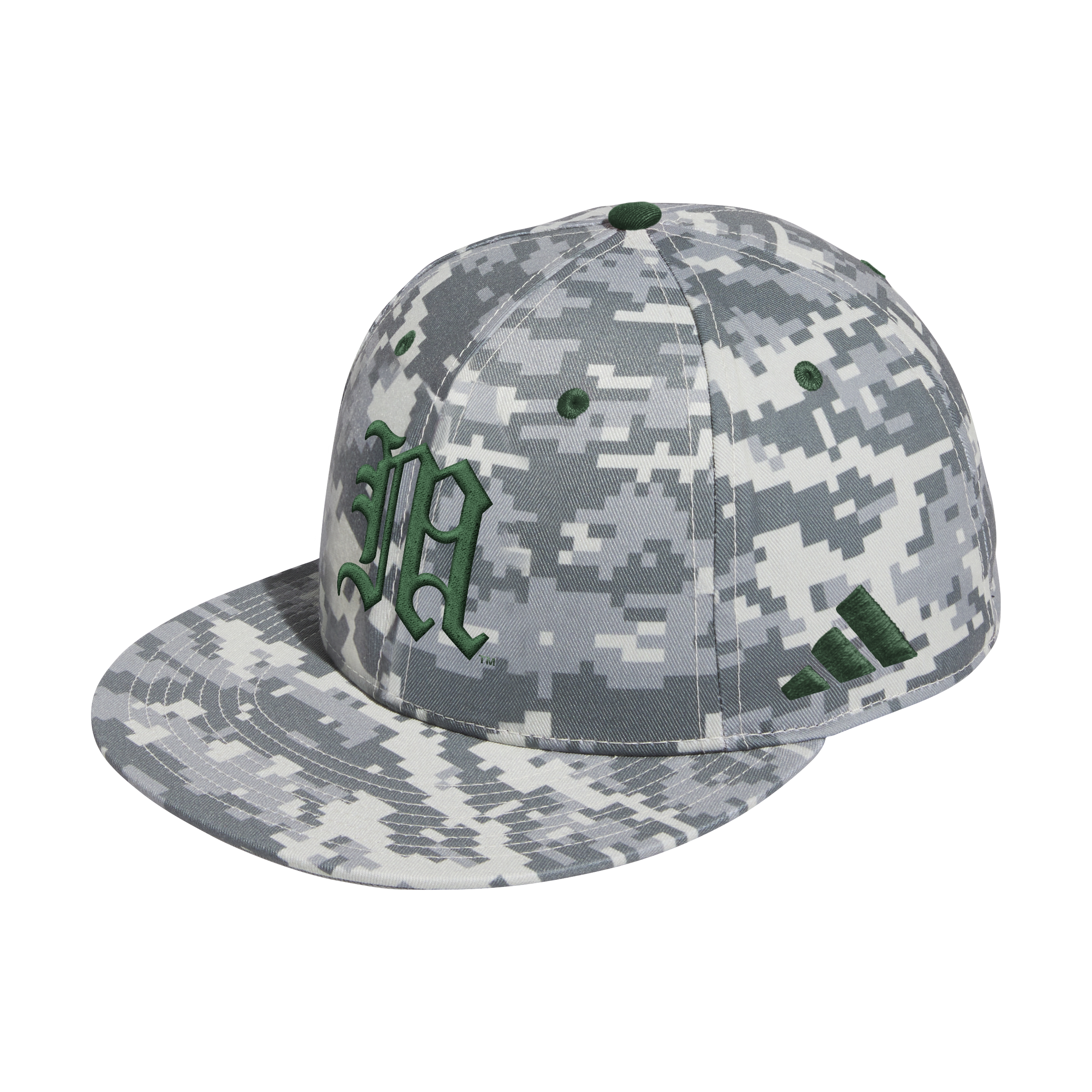 Miami Hurricanes adidas 2025 Old English M Digi Camo Fitted Baseball Hat - Green M